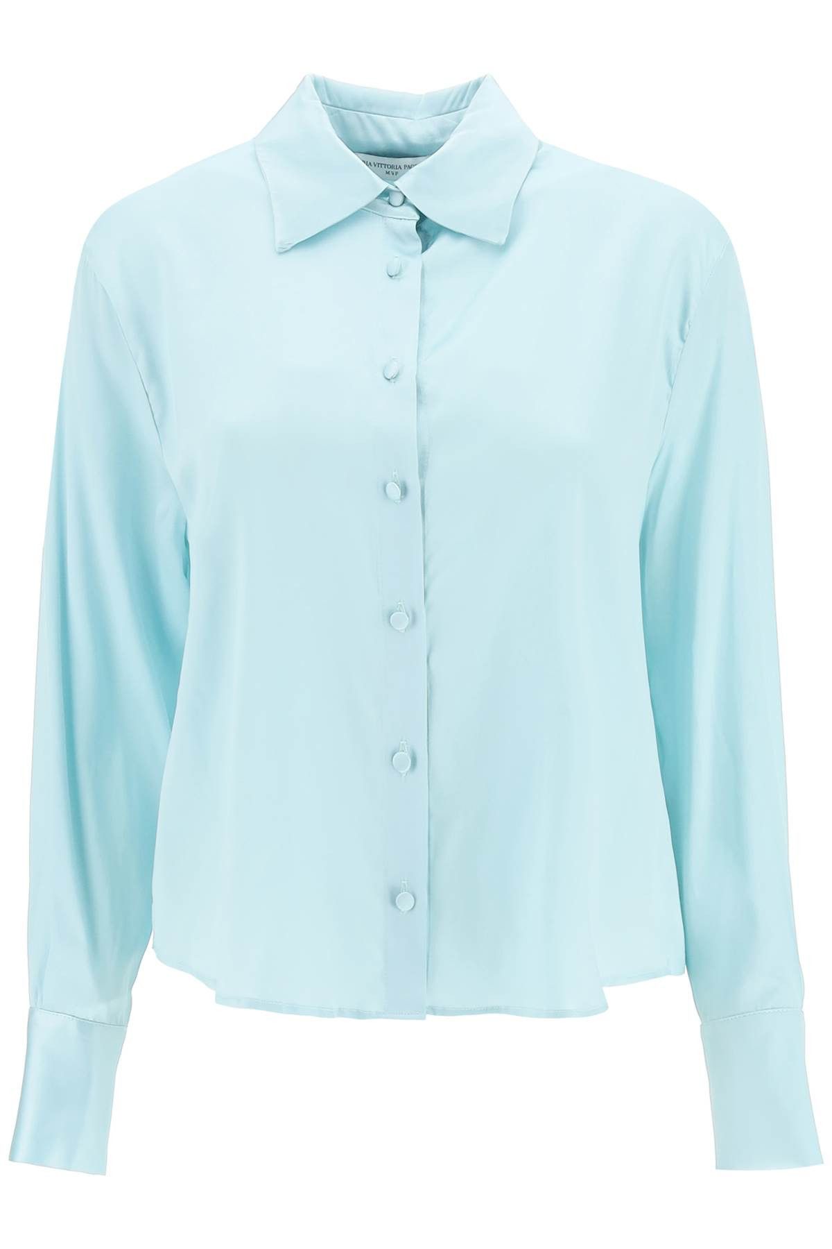image of Mvp Sunset Boulevard Satin Shirt in Celeste, Women's (Size Small)