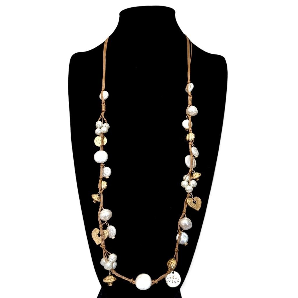 Chicos CHICO’S Pearl & Heart Charm Leather Cord Necklace | NWT Size ONE SIZE - 9 Thumbnail