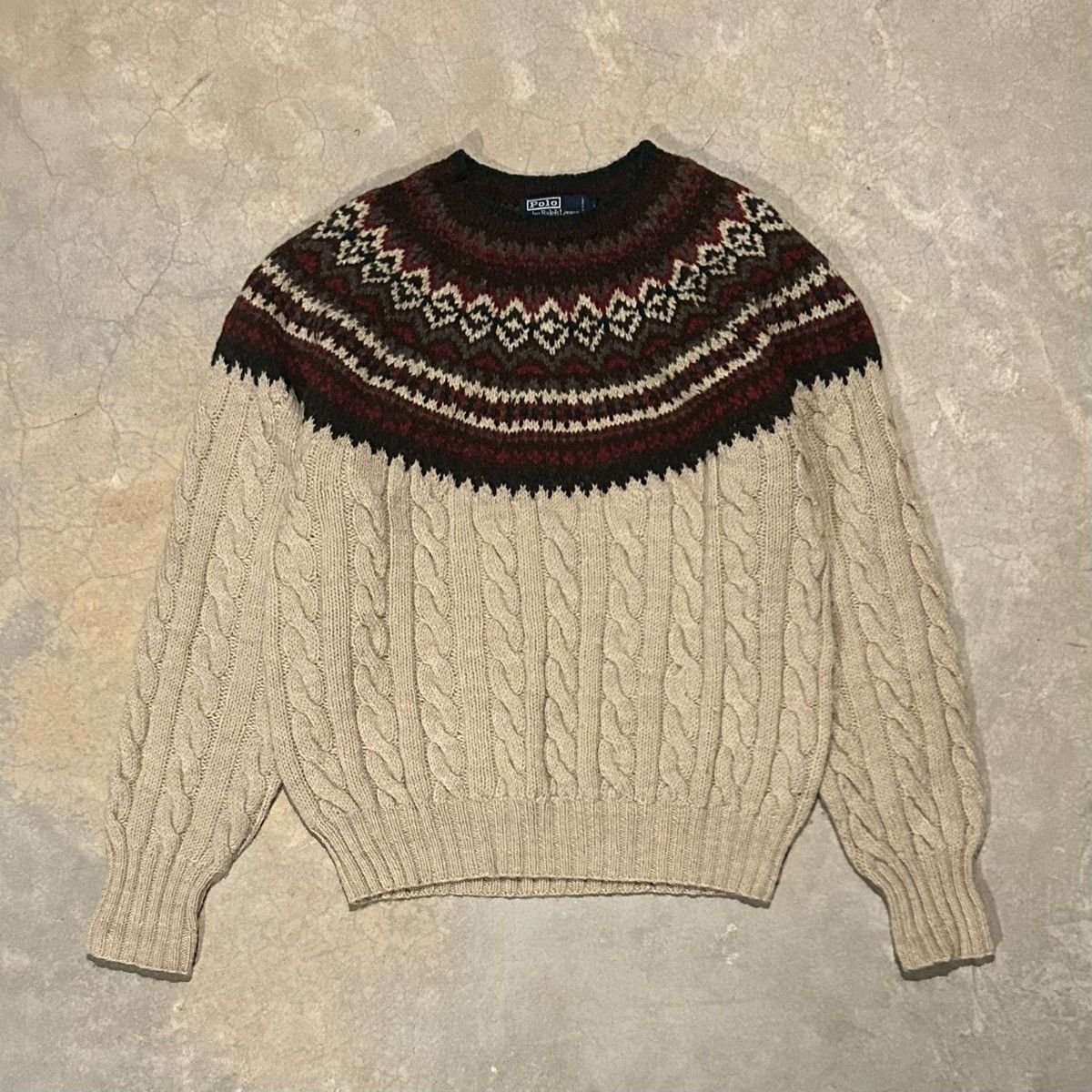 Polo Ralph Lauren × Vintage Rare Vintage 90s Polo Ralph Lauren Cable Knit Sweater Size US L / EU 52-54 / 3 - 2 Thumbnail