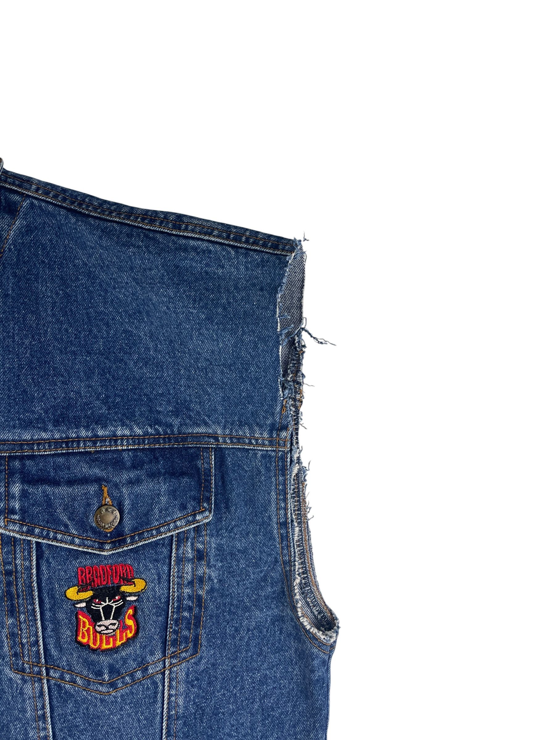 Vintage Bradford Bulls Collection Denim Vest Cut-Off Trucker Jacket Size US L / EU 52-54 / 3 - 8 Thumbnail
