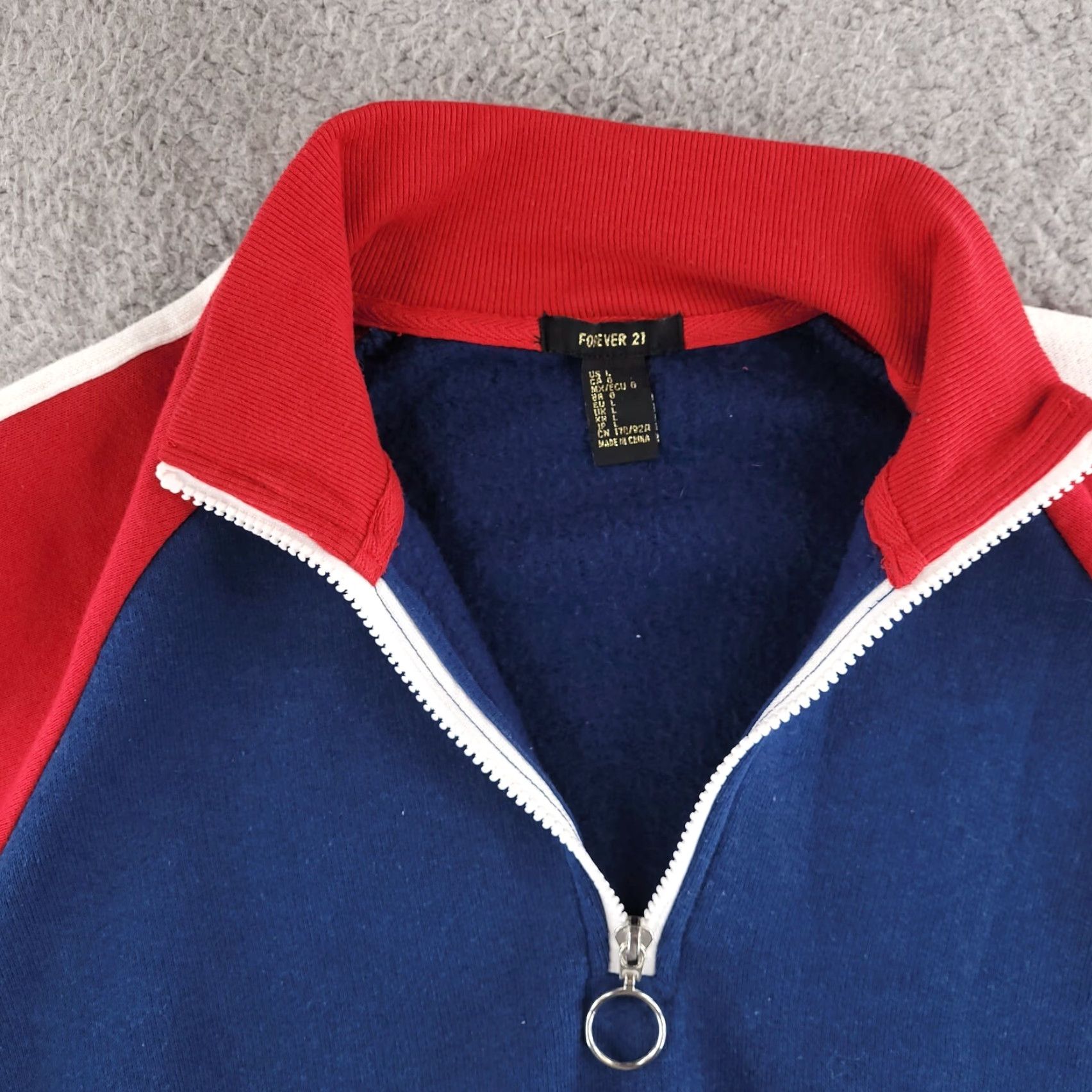 Forever 21 FOREVER 21 Sweater Womens Large Colorblock 1/4 Zip Red Blue Retro Pullover Adult Womens 90s Style Size L / US 10 / IT 46 - 3 Thumbnail