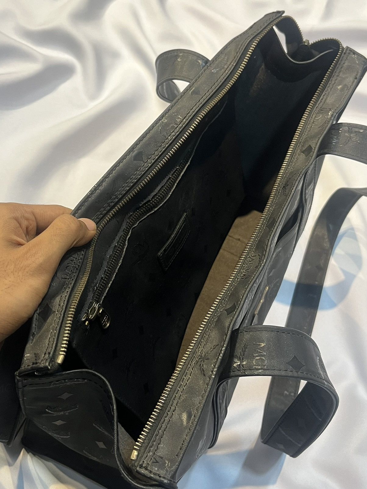 Designer × MCM × Vintage MCM 80’s MONOGRAM COATED CANVAS TOTE BAG BLACK Size ONE SIZE - 14 Thumbnail