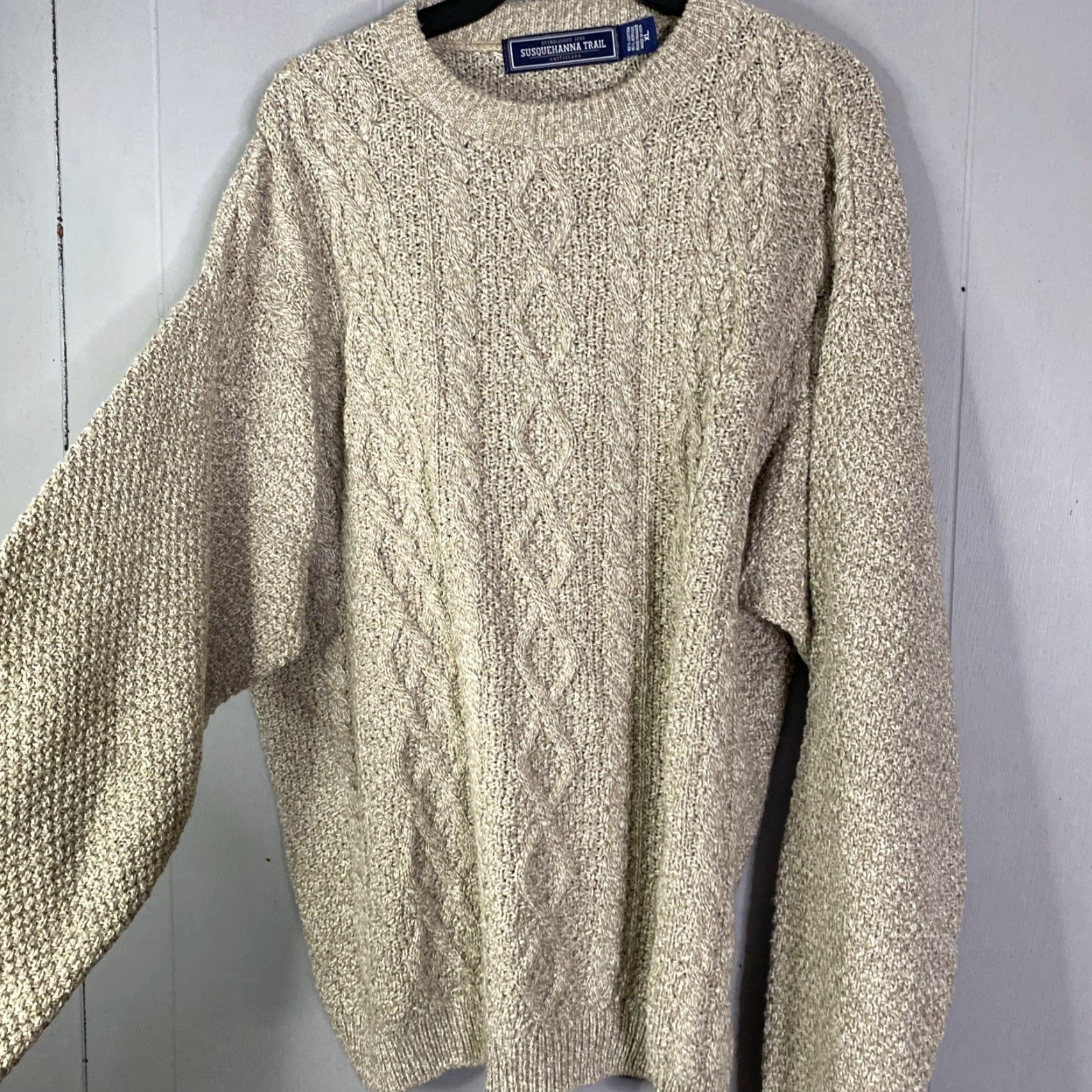 Olive VINTAGE Susquehanna Trail Outfitters Knit Sweater Mens XL Olive Cable Pullover USA Size US XL / EU 56 / 4 - 7 Thumbnail