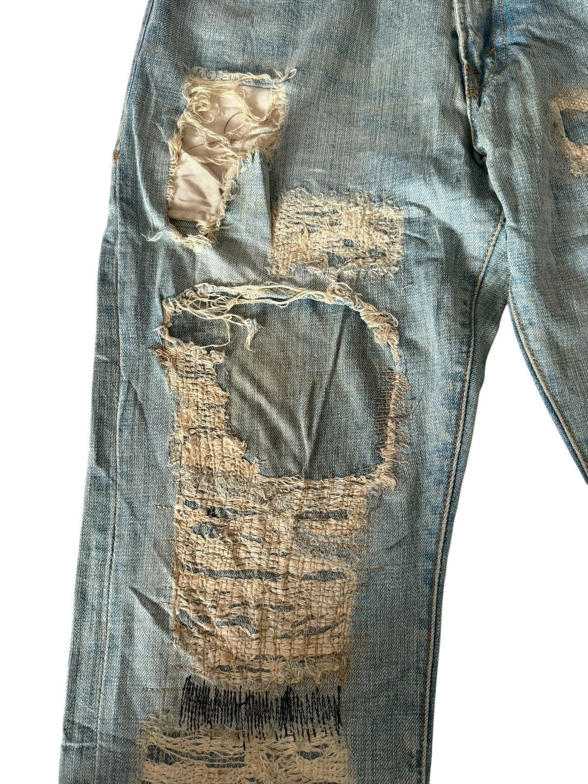 Japanese Brand Japanese Ykk New Max Faded Distressed Rare Design Denim Size US 29 - 6 Thumbnail