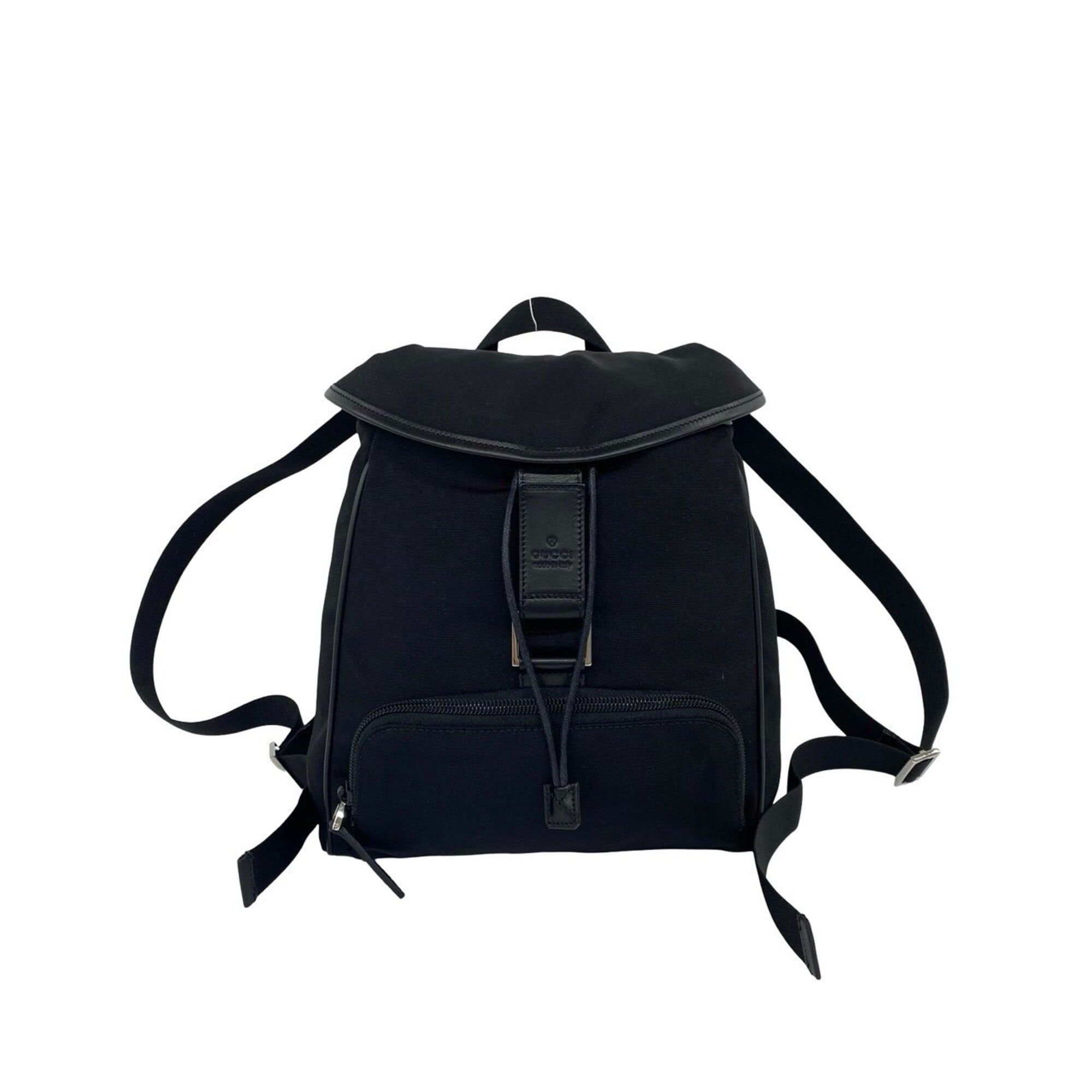 Gucci GUCCI Logo Engraved Nylon Leather Drawstring Mini Backpack Daypack Black 39141 Size ONE SIZE - 1 Thumbnail