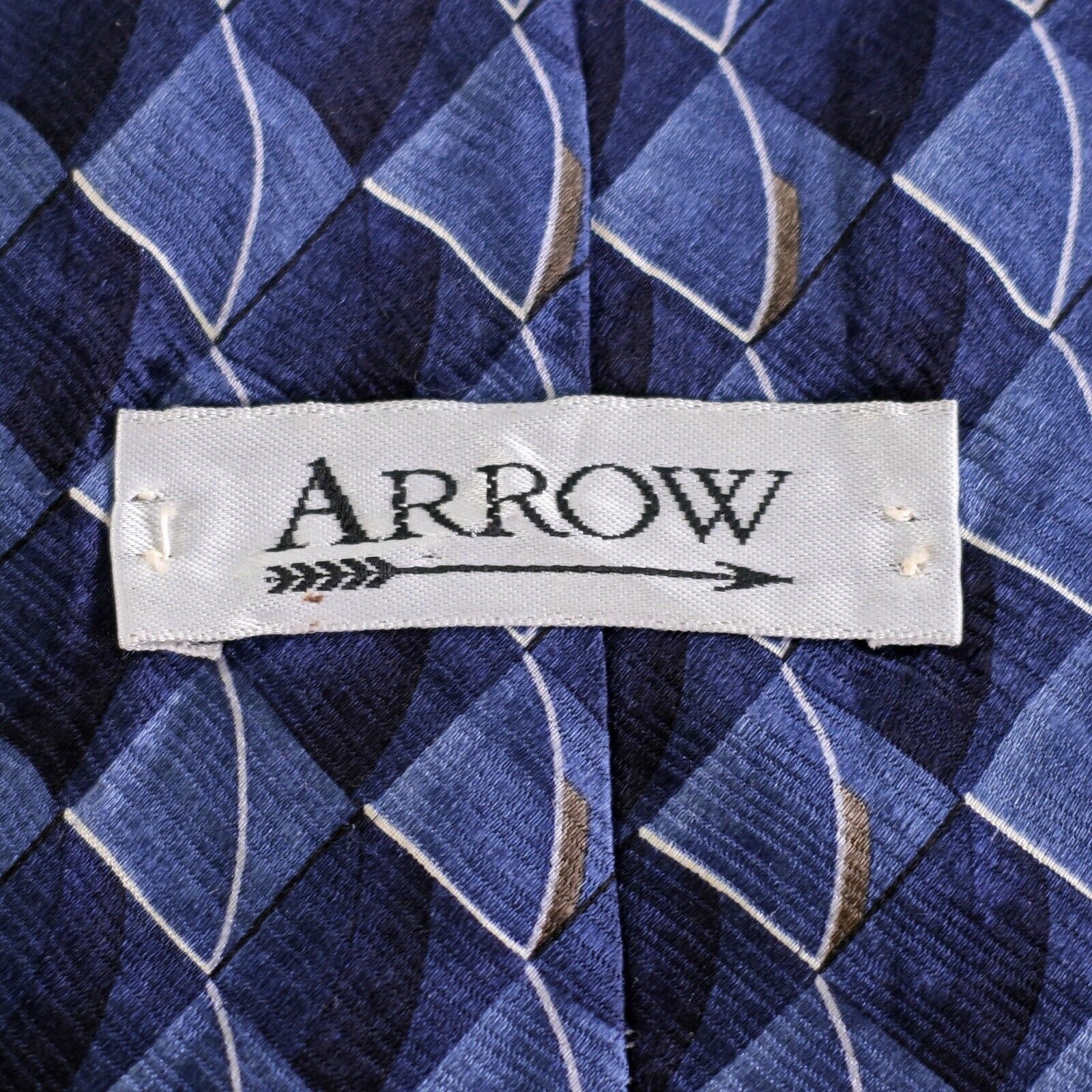 Arrow Arrow Blue Abstract Geometric Metallic Sheen Print Silk Tie Size ONE SIZE - 3 Thumbnail