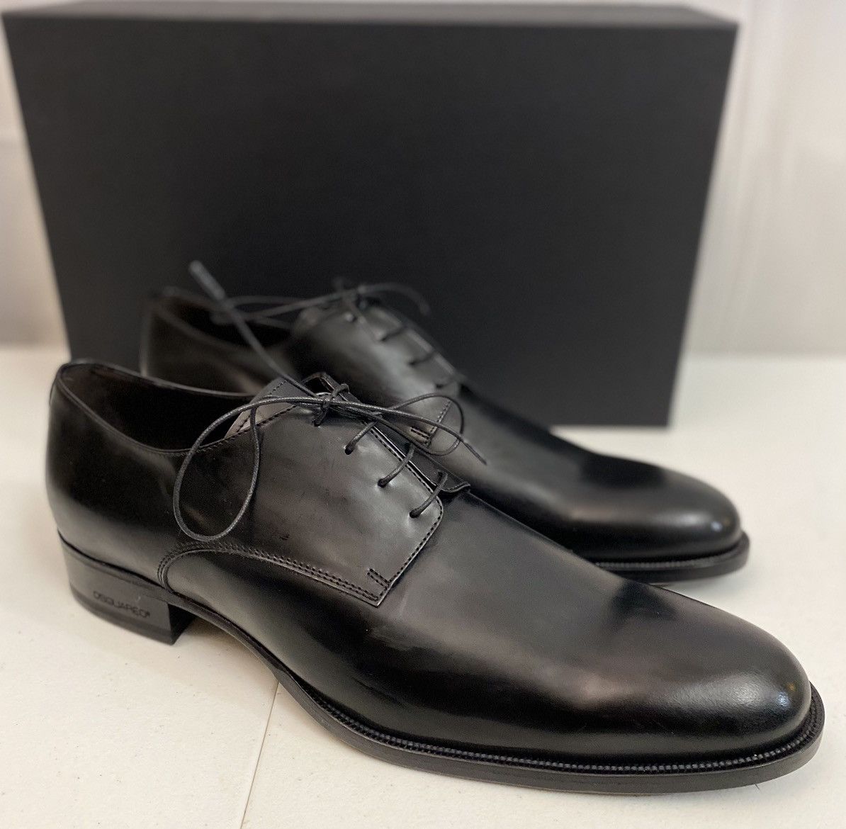 Dsquared2 🇮🇹 Black Polished Leather Evening Derby 12 NEW