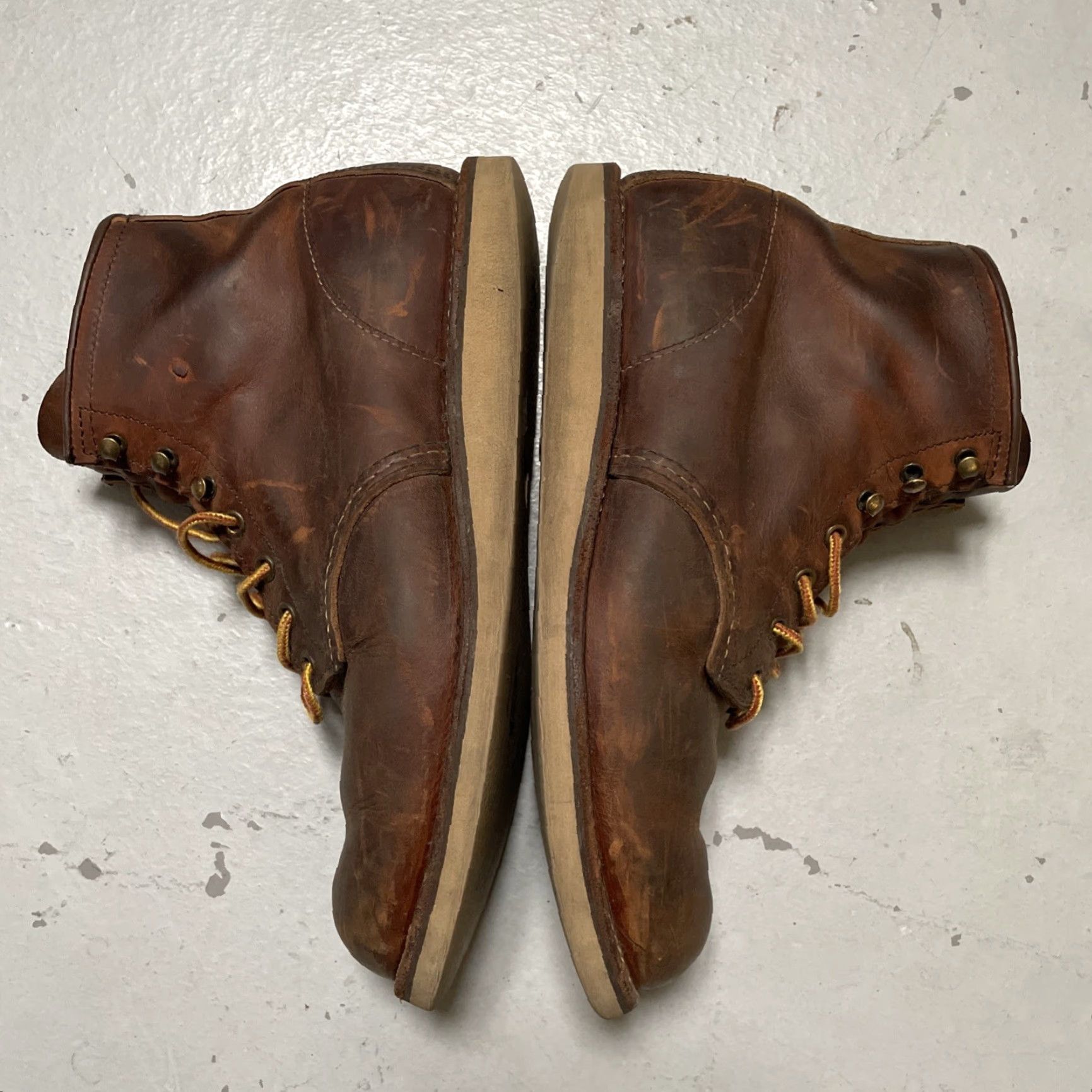 Red Wing VINTAGE Red Wing Shoes Rover 2950 Copper Leather Boots Mens 10 D Brown USA Heritage Work Boots Leather Upper Leather Outsole Rough & Tough Rusted? Size US 10 / EU 43 - 6 Thumbnail