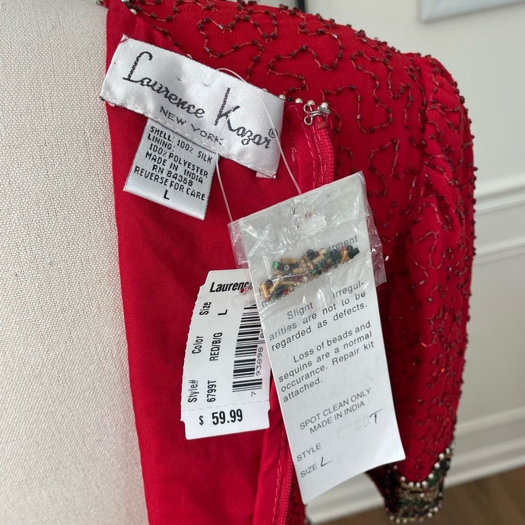 Other NWT NOS Laurence Kazar Beaded Sequin Short Sleeve Silk Top R Size L / US 10 / IT 46 - 7 Thumbnail