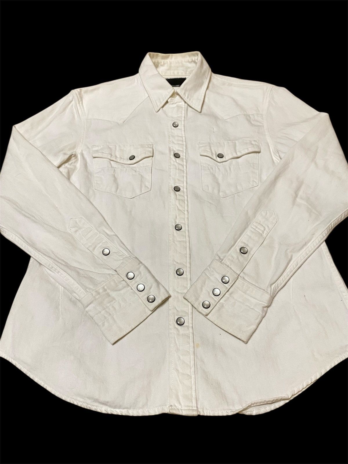 Number (N)ine Takahiro Miyashita Pearl Snap Button Off White Denim Shirt Size US M / EU 48-50 / 2 - 1 Thumbnail
