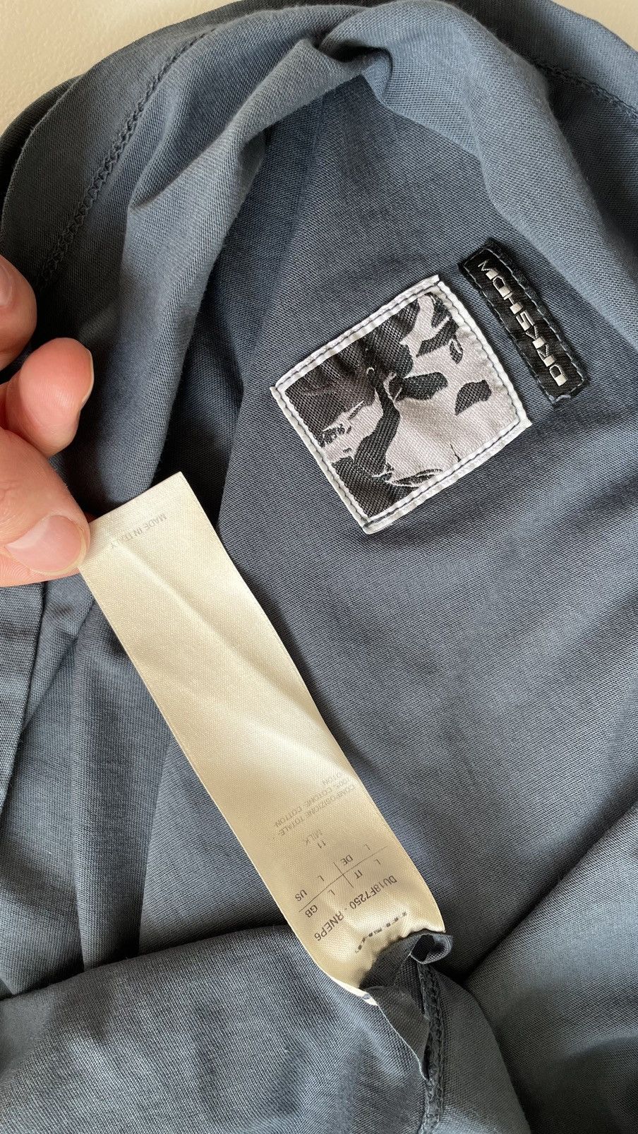 Rick Owens Drkshdw Blue ‘Patch Detail’ Level T Shirt Size US M / EU 48-50 / 2 - 10 Thumbnail