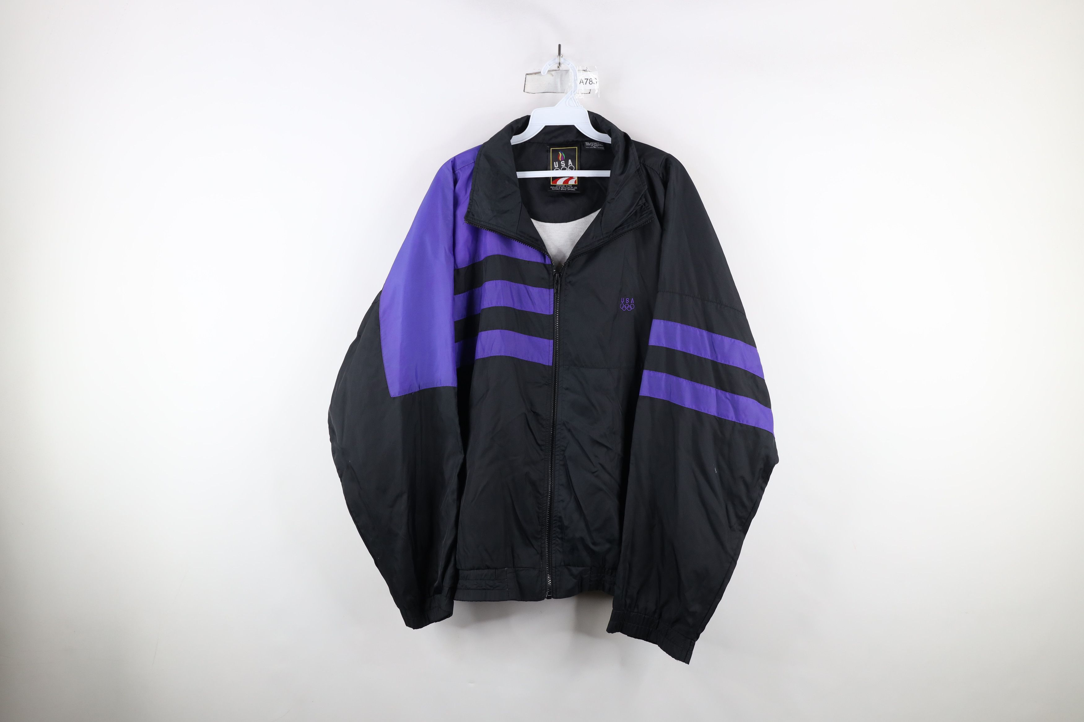 Vintage Vintage 90s USA Olympics Block Lined Windbreaker Jacket Size US L / EU 52-54 / 3 - 1 Thumbnail