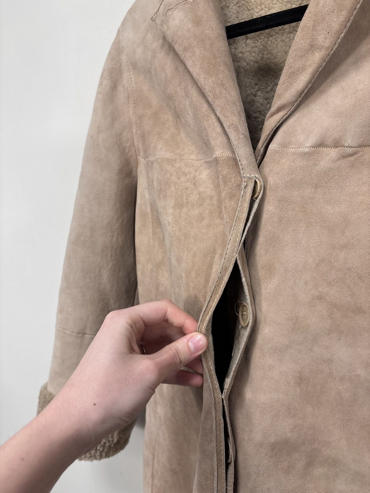 Max Mara S Max Mara Women’s Beige Sheepskin Shearling Leather Coat Size XL / US 12-14 / IT 48-50 - 10 Thumbnail