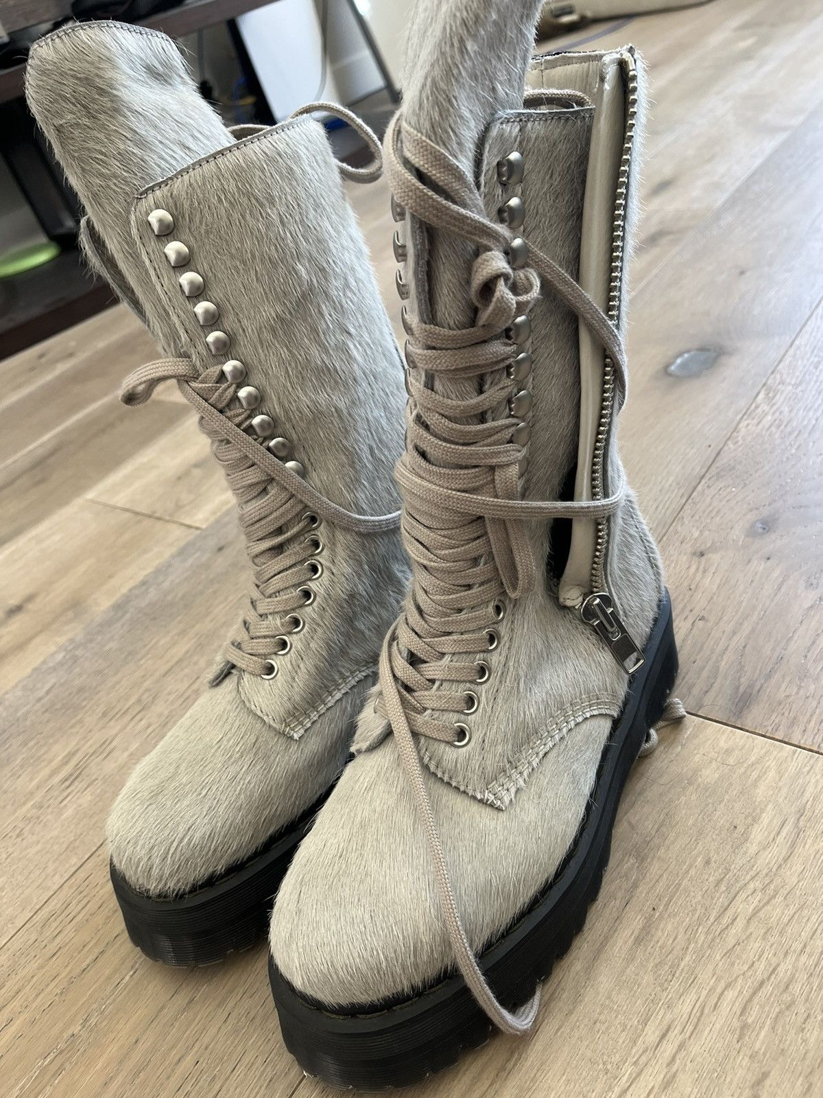 Rick Owens Rick Owen x Doc Marten Pony Hair Boot | Grailed