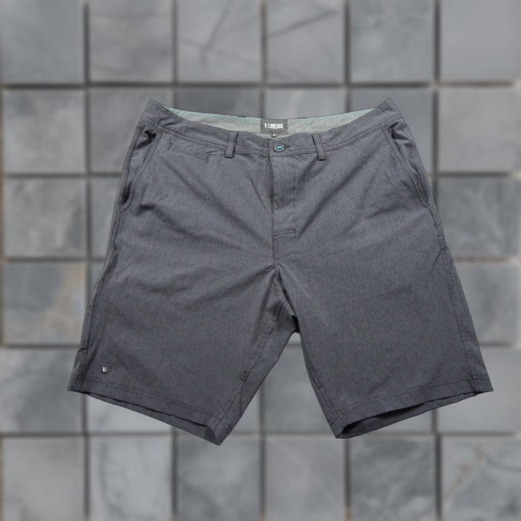 Vintage Linksoul Short Mens 38 Gray Chino Golf Stretch 10"Inseam Flat Front Casual Adult Shirt Size US 38 / EU 54 - 1 Thumbnail