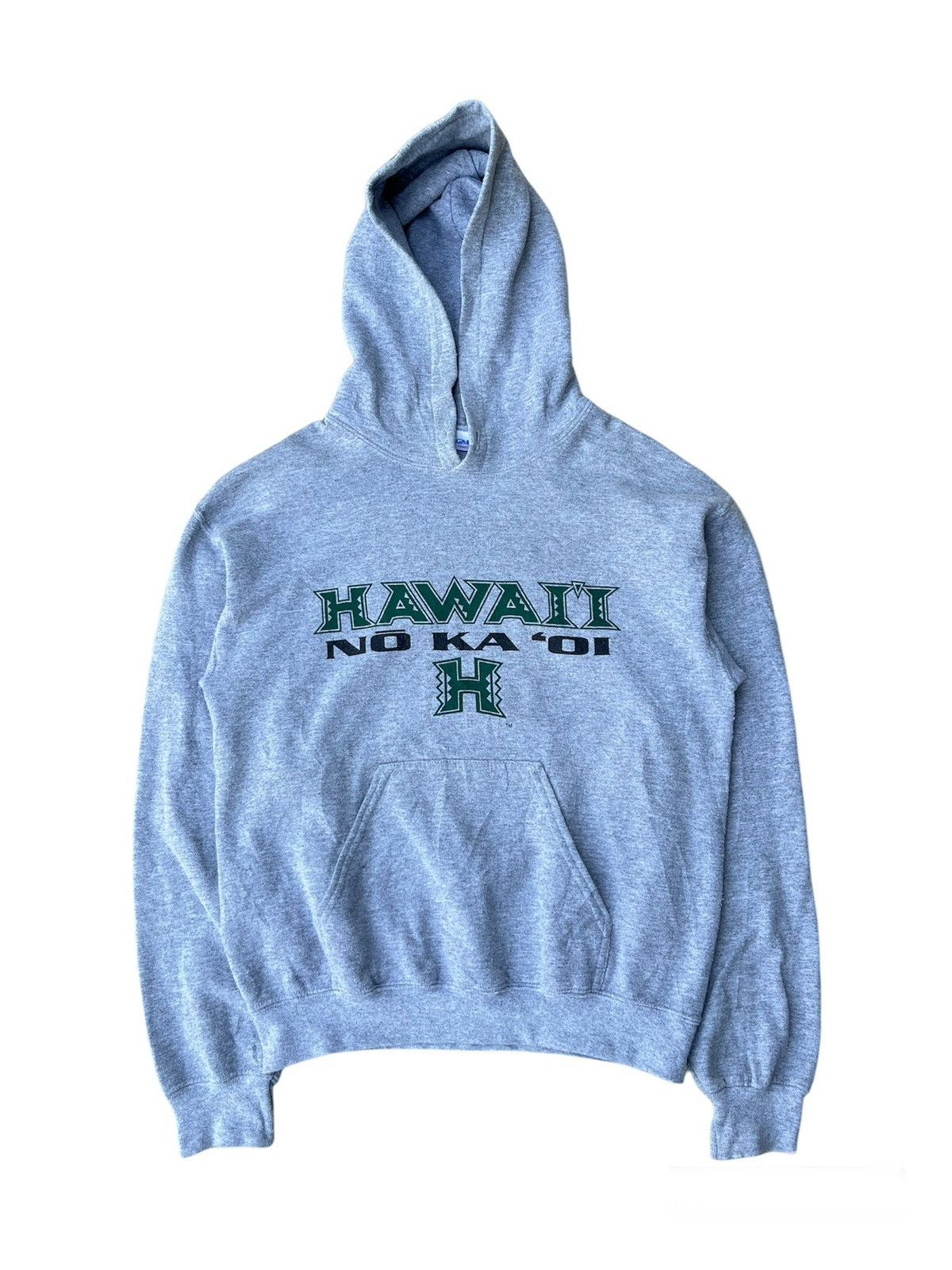 image of Gildan x Hawaiian Shirt University Of Hawaii No Ka '01 Hoodies in Grey, Men's (Size Small)
