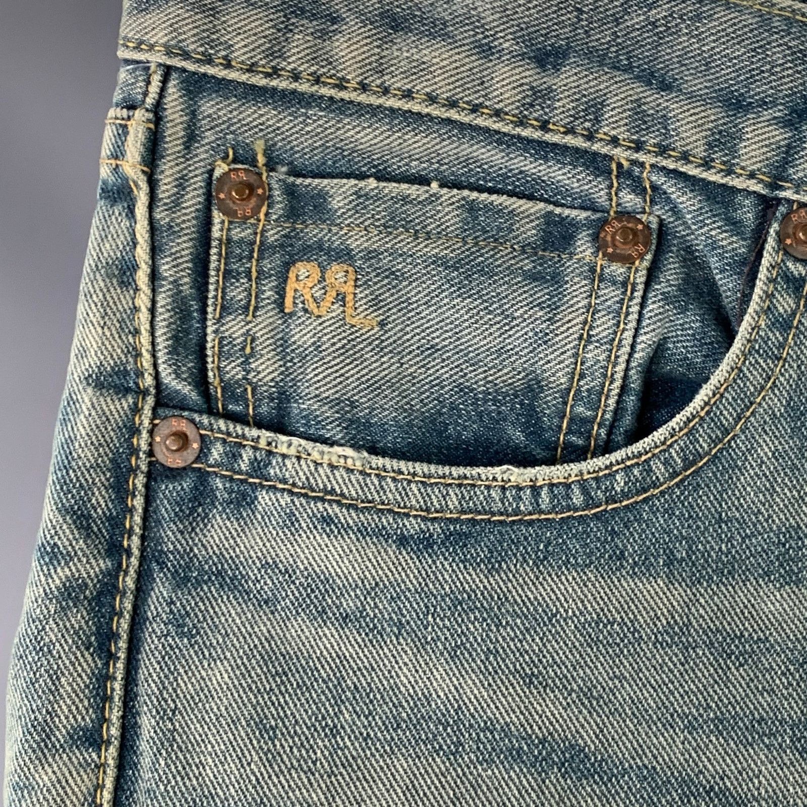 Ralph Lauren 27 Blue Distressed Cotton Blend Skinny Selvedge Jeans Size US 27 - 2 Thumbnail