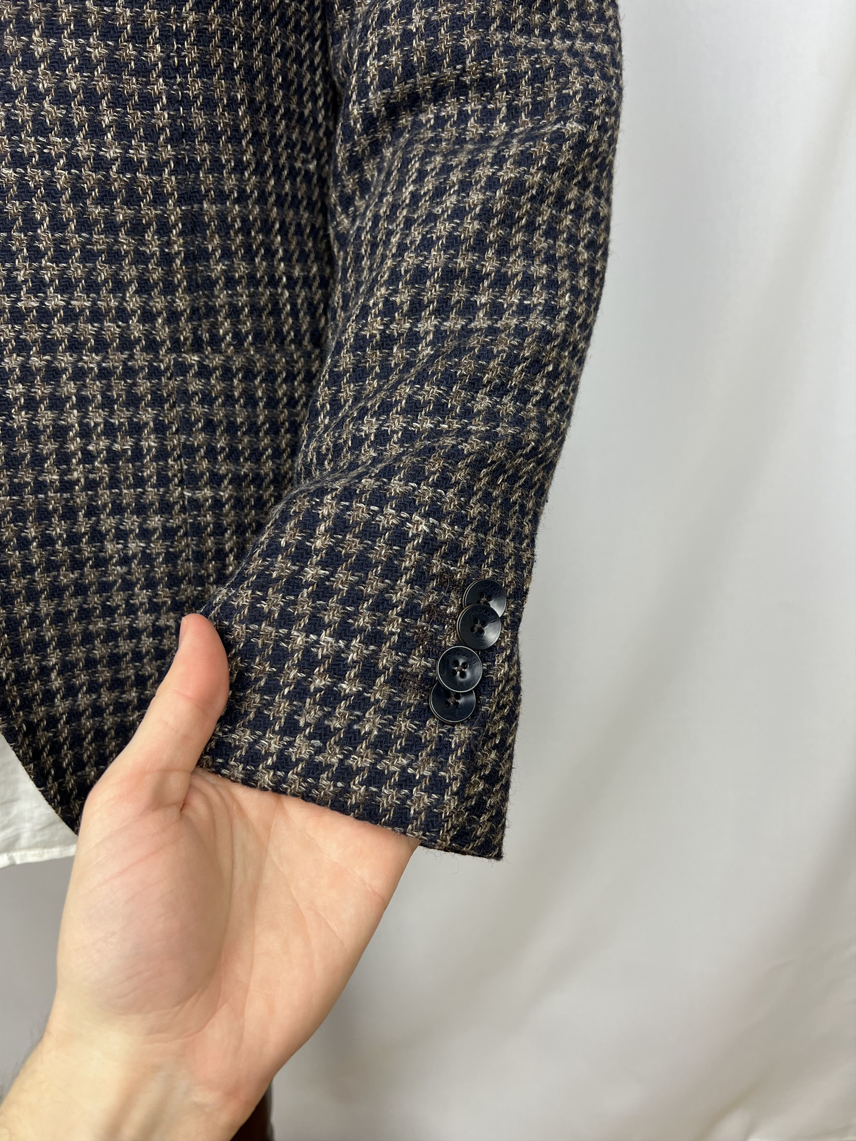 Paoloni Gorgeous Houndstooth Soft Wool Blend Unlined Sport Coat Size 40R - 9 Thumbnail