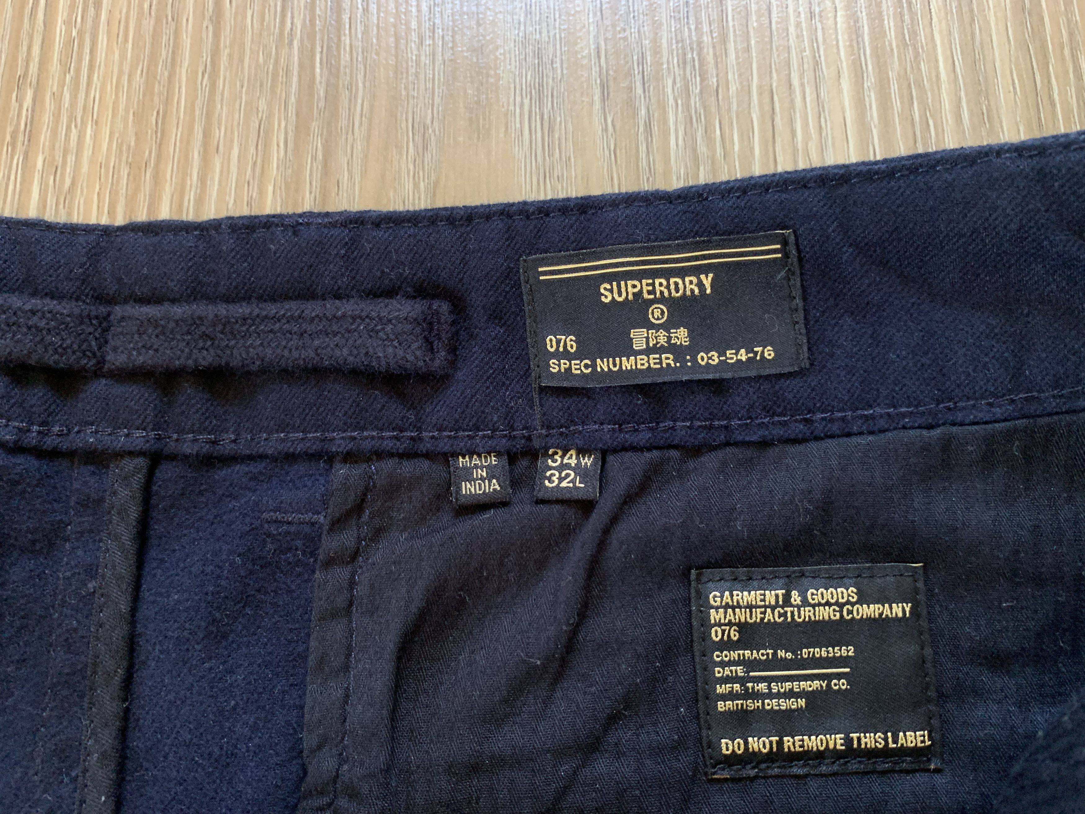 Superdry Superdry Navy Blue Cotton Chino Pants Size US 34 / EU 50 - 7 Thumbnail
