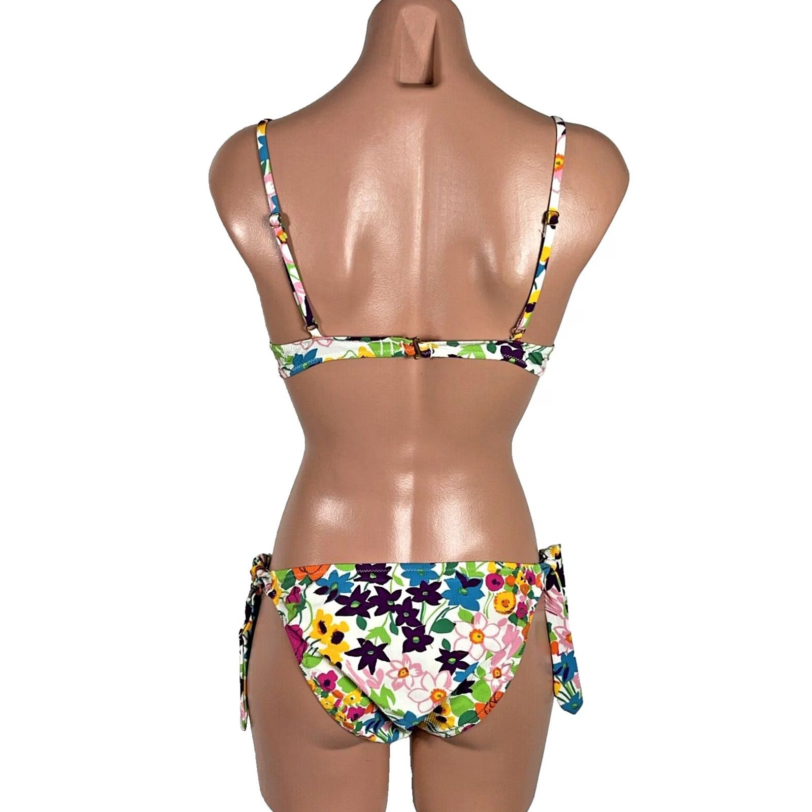J.Crew J Crew Textured floral Bikini Top & Bottoms 2pc Tie Side white SMALL adjustable Size S / US 4 / IT 40 - 2 Thumbnail