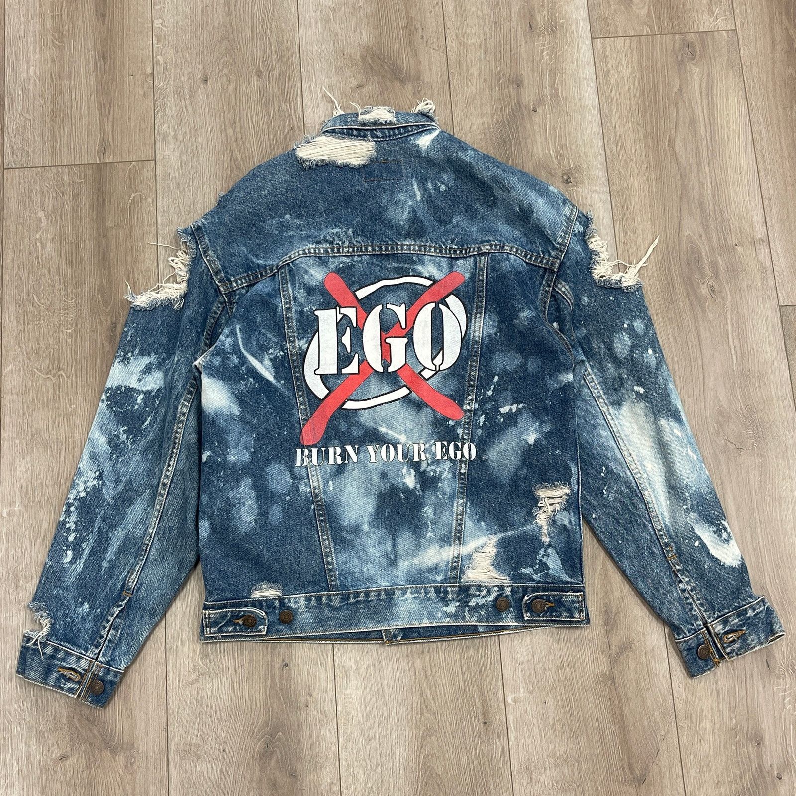 Vintage Vintage 90s Distressed Bleached Burn Your Ego Jacket size XL Size US XL / EU 56 / 4 - 6 Thumbnail