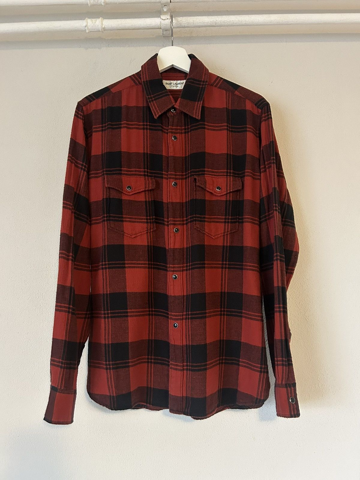 Saint Laurent Paris Saint Laurent red and black checked western shirt in size S Size US S / EU 44-46 / 1 - 1 Thumbnail