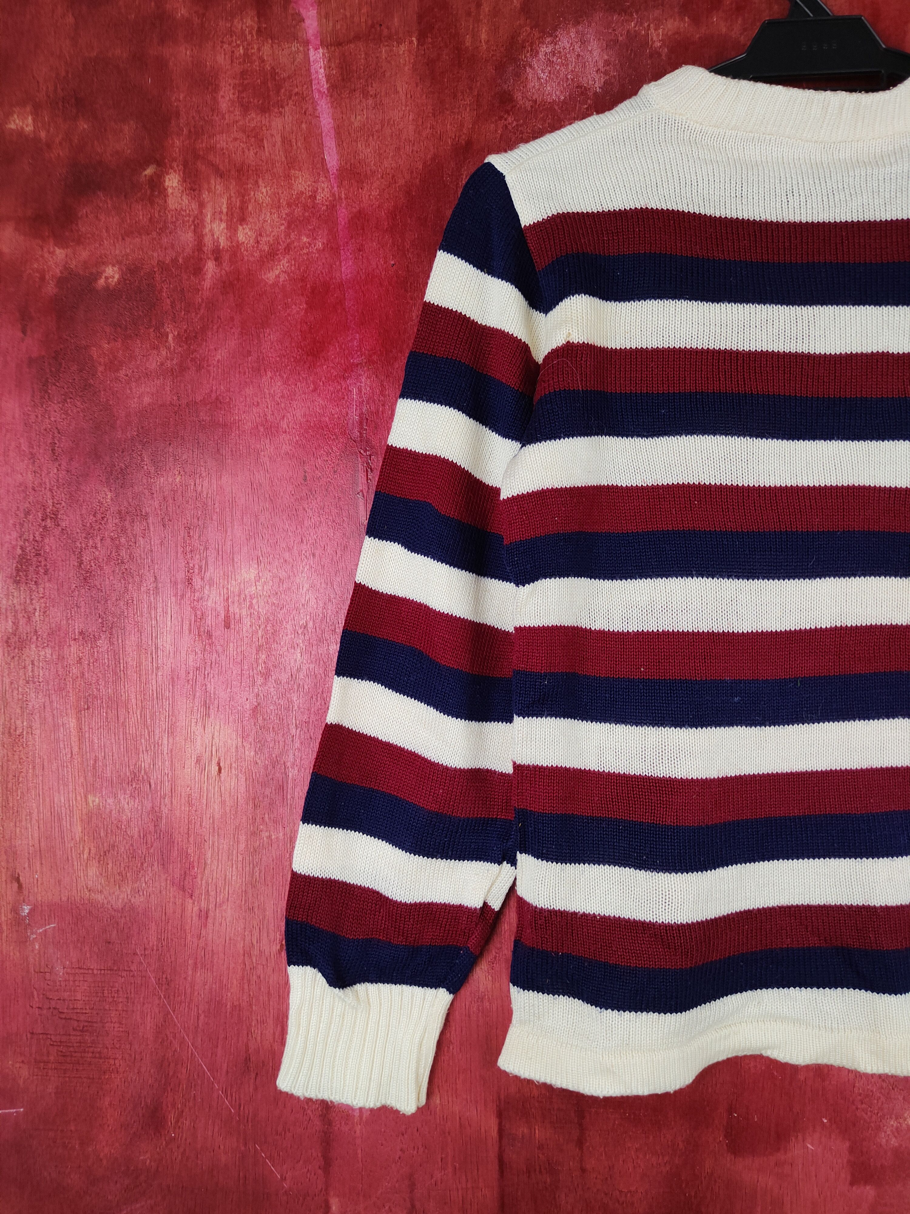 Japanese Brand Japanese Brand Cream Red Stripe Knitwear Sweatshirt #S1505 Size S / US 4 / IT 40 - 9 Thumbnail