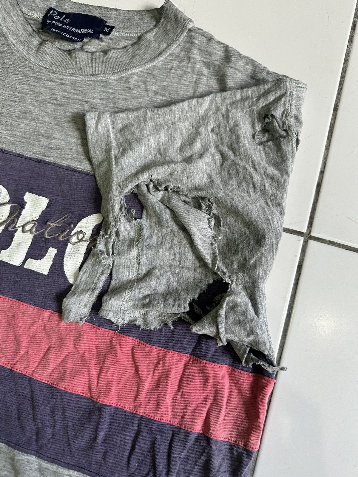 Polo Ralph Lauren 80s Polo international Sleeve Distressed colorblock. Size US M / EU 48-50 / 2 - 5 Thumbnail