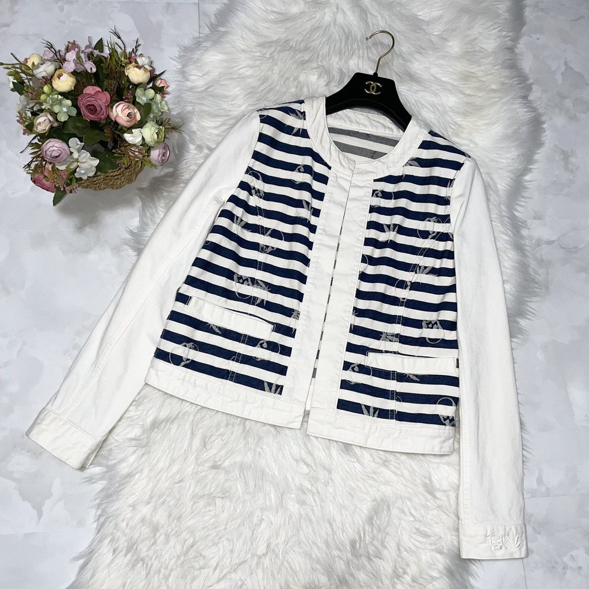 Lucien Pellat-Finet Lucien Pellat-Finet Skull & Hemp Striped Denim Jacket M Size M / US 6-8 / IT 42-44 - 3 Thumbnail