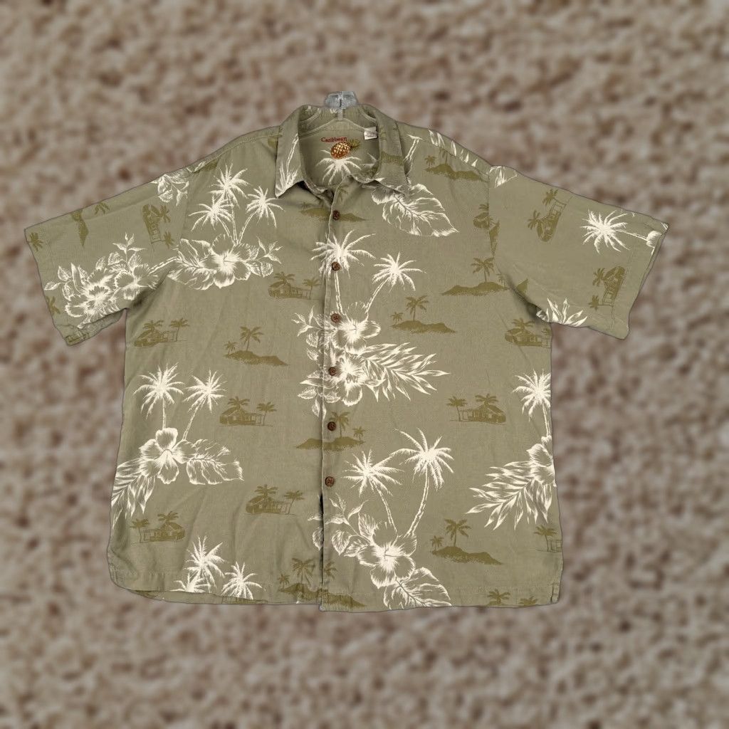 Croft & Barrow Croft & Barrow Caribbean Shirt Mens XL Green Floral Palm Hawaiian Silk Cotton Button-Up Short Sleeve Beach Resort Size US XL / EU 56 / 4 - 1 Thumbnail