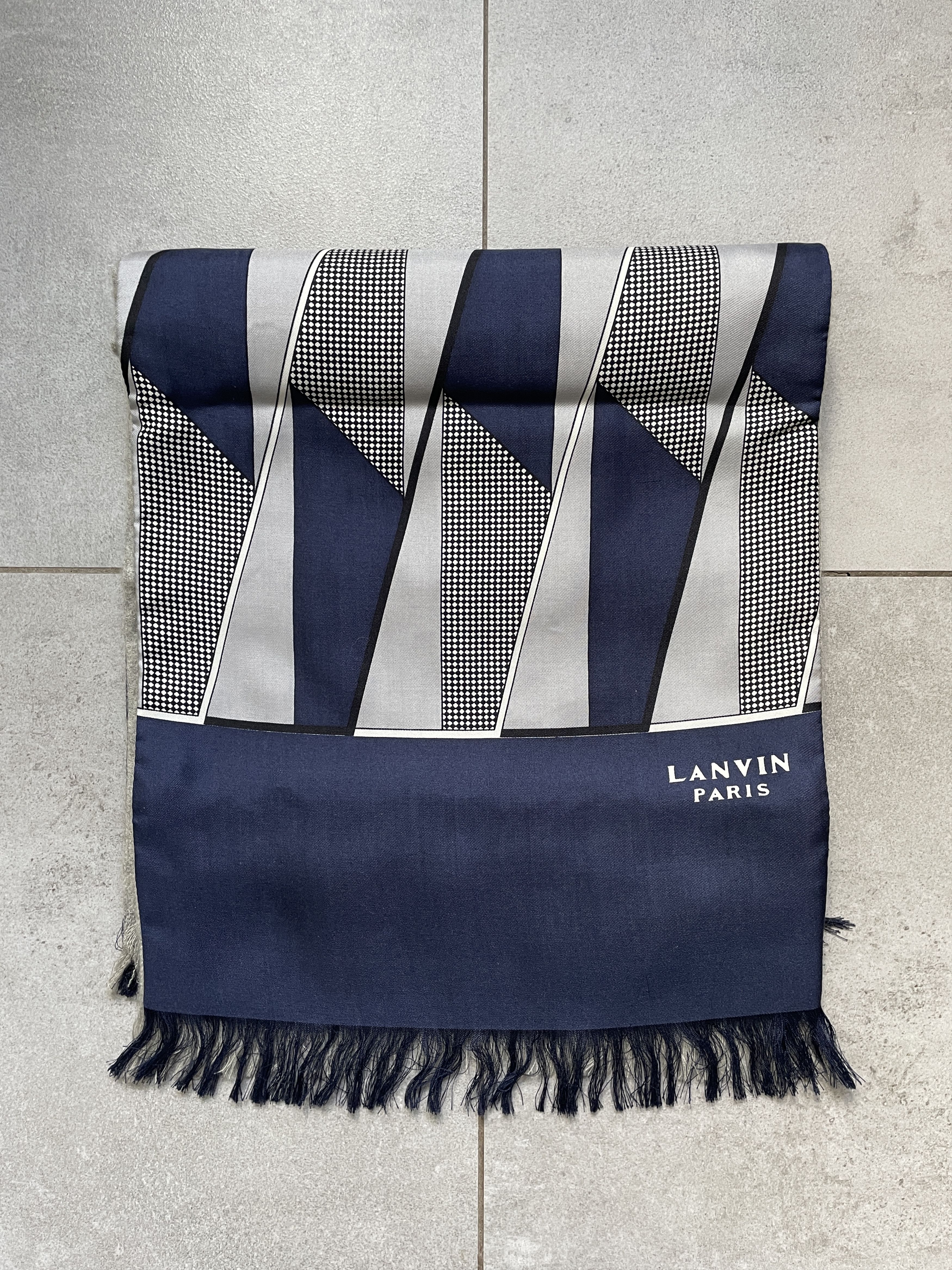 LANVIN PARIS LUXURY REVERSIBLE CASHMERE WOOL SILK SCARF