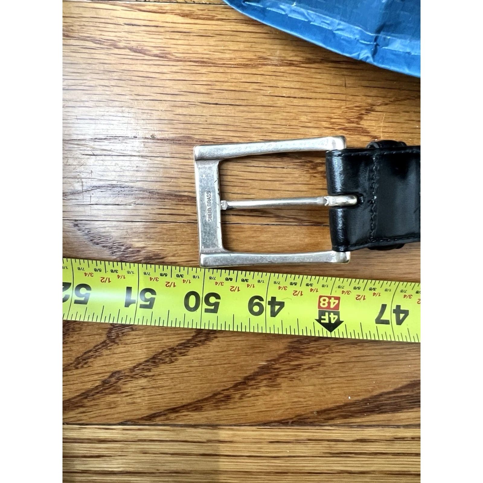 Allen Edmonds Allen Edmonds Mens Dress Belt Black Leather Made In USA Brass Buckle Geometric Pattern One Size Regular USA Mens Belt Size ONE SIZE - 6 Thumbnail