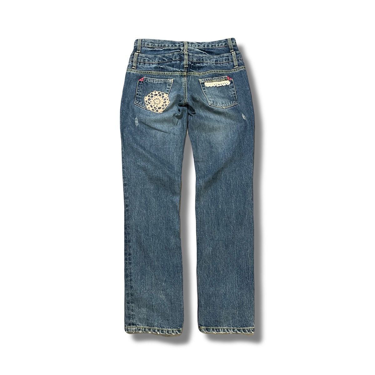 Japanese Brand 2000s Double Waist Art Pocket Distressed Fade Jeans Pants Size US 30 / EU 46 - 1 Thumbnail