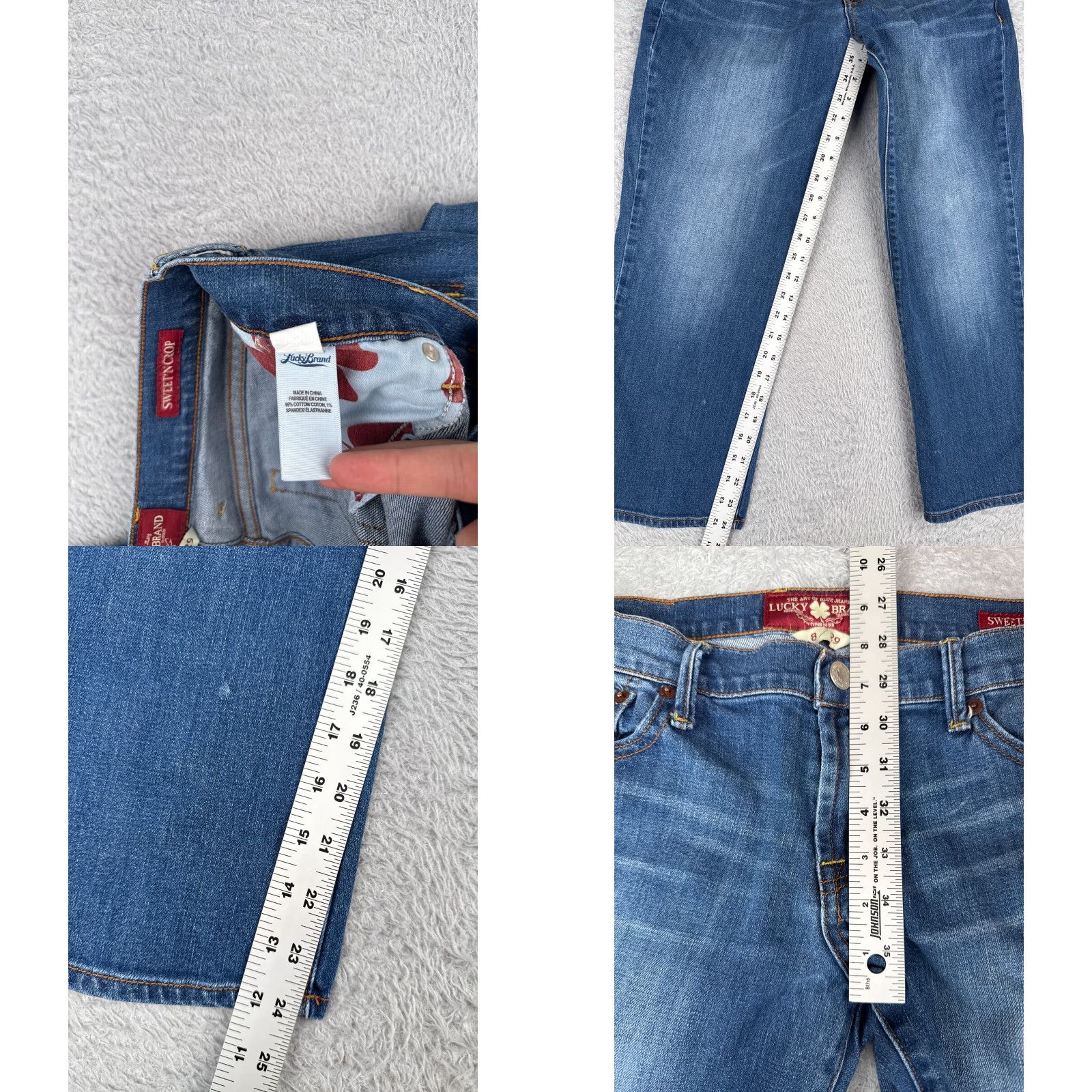 Lucky Brand Lucky Brand Jeans Womens 8 Blue Denim Cropped Straight Leg 31x24 Cop 5-Pocket Zipper Button Embroidered Distressed Cotton Stretch Regular Size 30" / US 8 / IT 44 - 8 Thumbnail