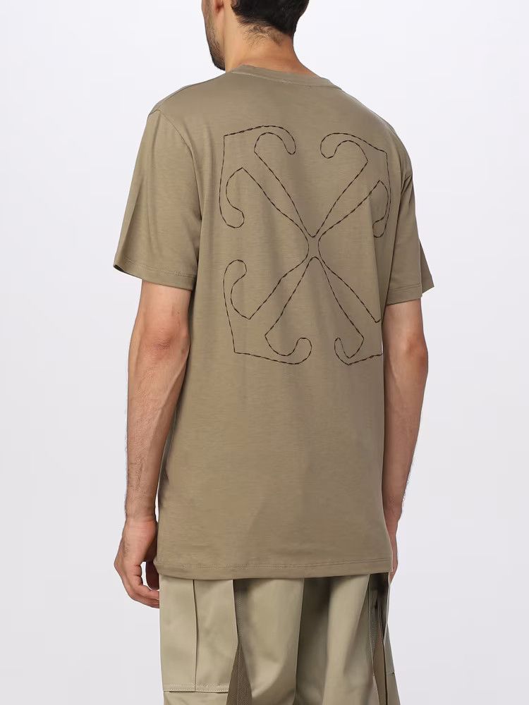 Off-White o1y0325 Logo Crewneck T-Shirt in Khaki Size US L / EU 52-54 / 3 - 4 Thumbnail