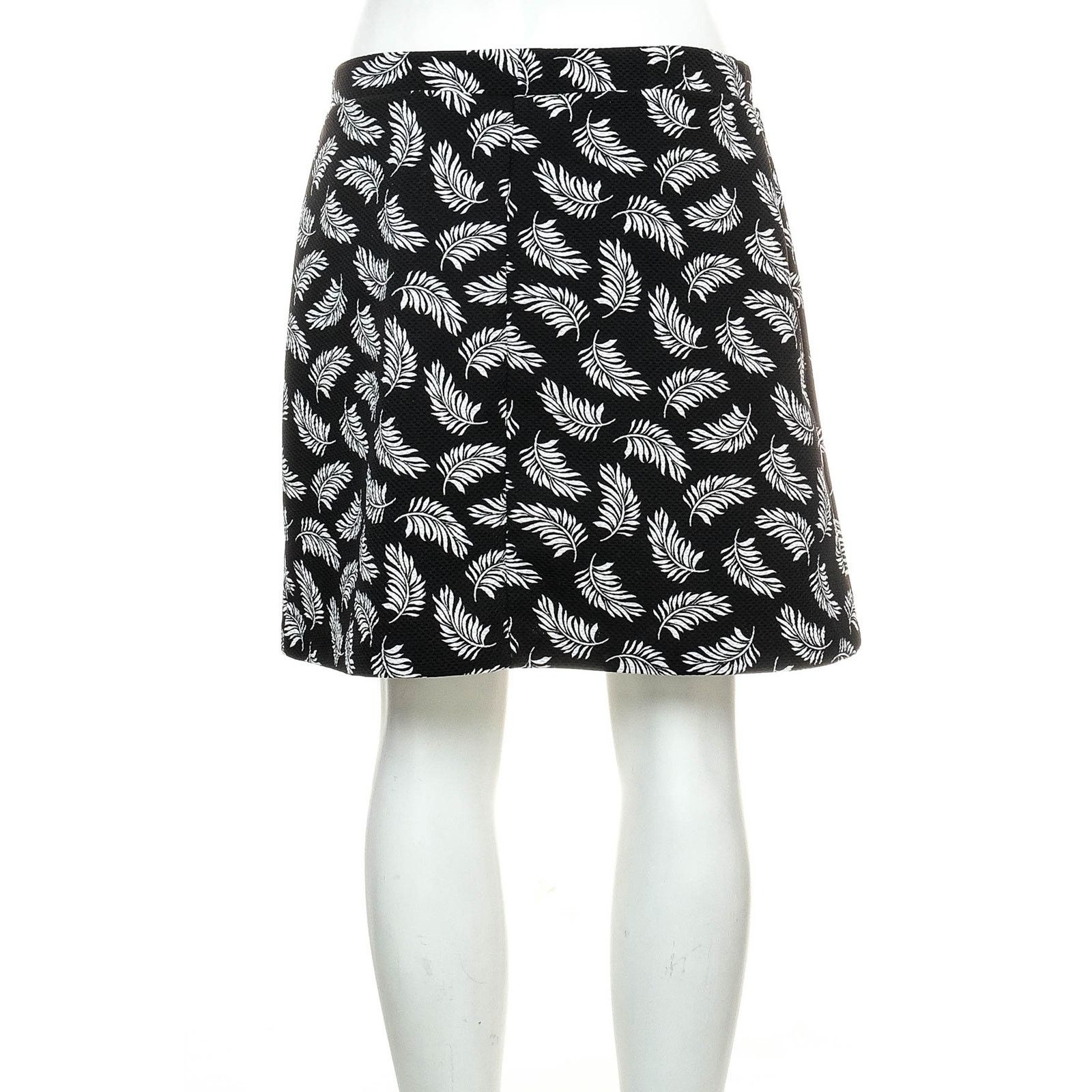 H&M H&M Feather Print Stretch Skirt - Black with White Feather Size 26" / US 2 / IT 38 - 3 Thumbnail