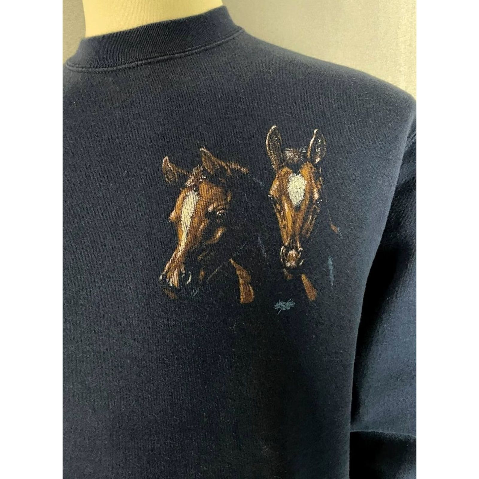 Vintage Oneita Mens Sweater Navy Cotton Long Sleeve Crew Neck Pullover Size L Size US L / EU 52-54 / 3 - 6 Thumbnail