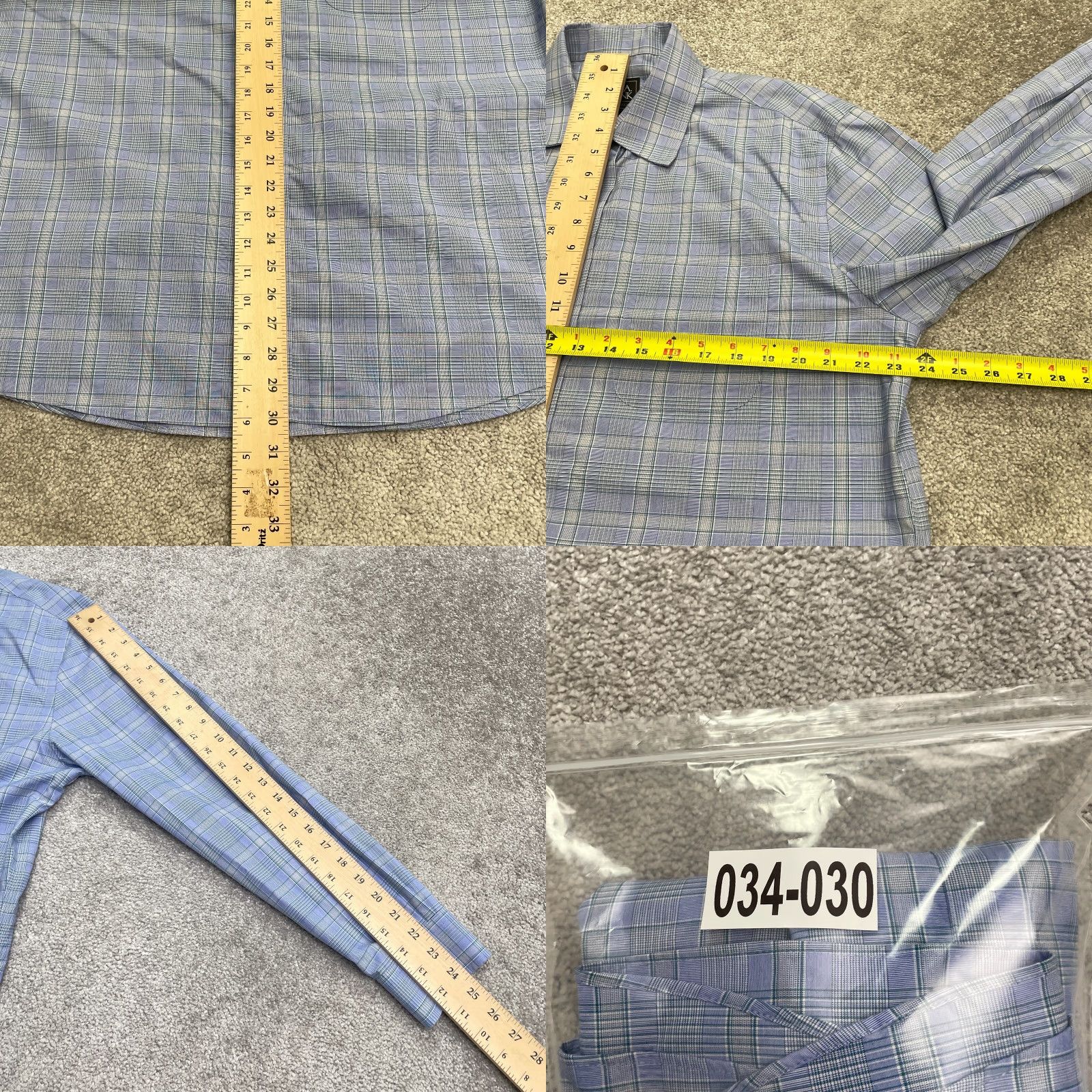 Jos. A. Bank Jos. A. Bank Traveller Tailored Fit Dress Shirt Men L Blue Plaid Cotton Work Shirt Size 42R - 8 Thumbnail