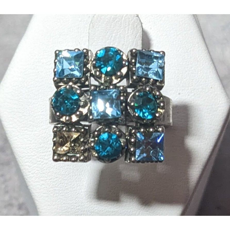 Other Vintage Blue And Silver Tone Signed Adjustable Statement Rin Size ONE SIZE - 1 Thumbnail