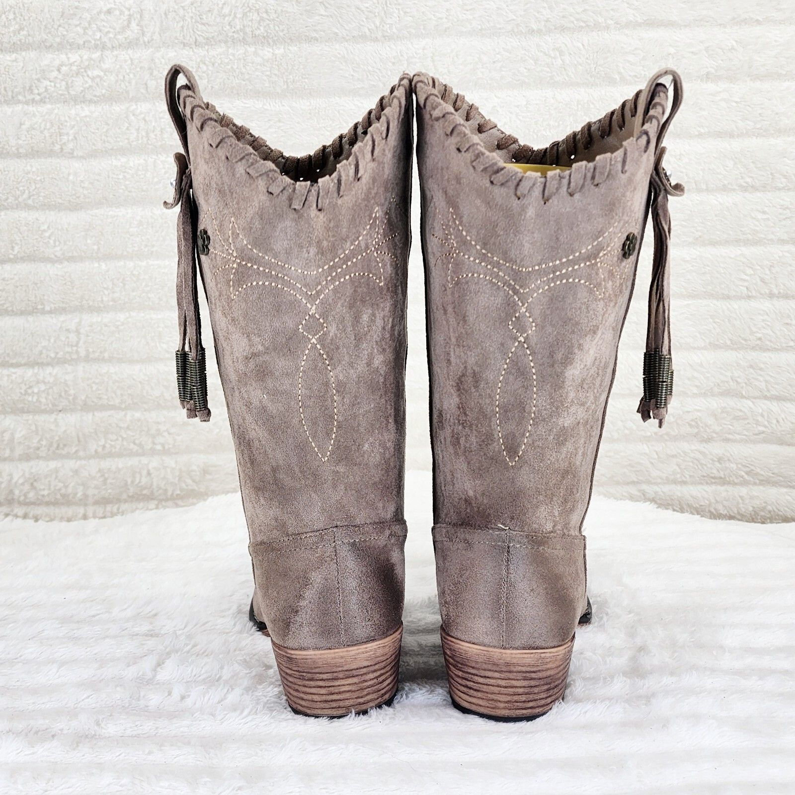 Other Prairie Girl Taupe Distressed Tassel Cowboy Cowgirl Pull On Size US 9 / IT 39 - 2 Thumbnail