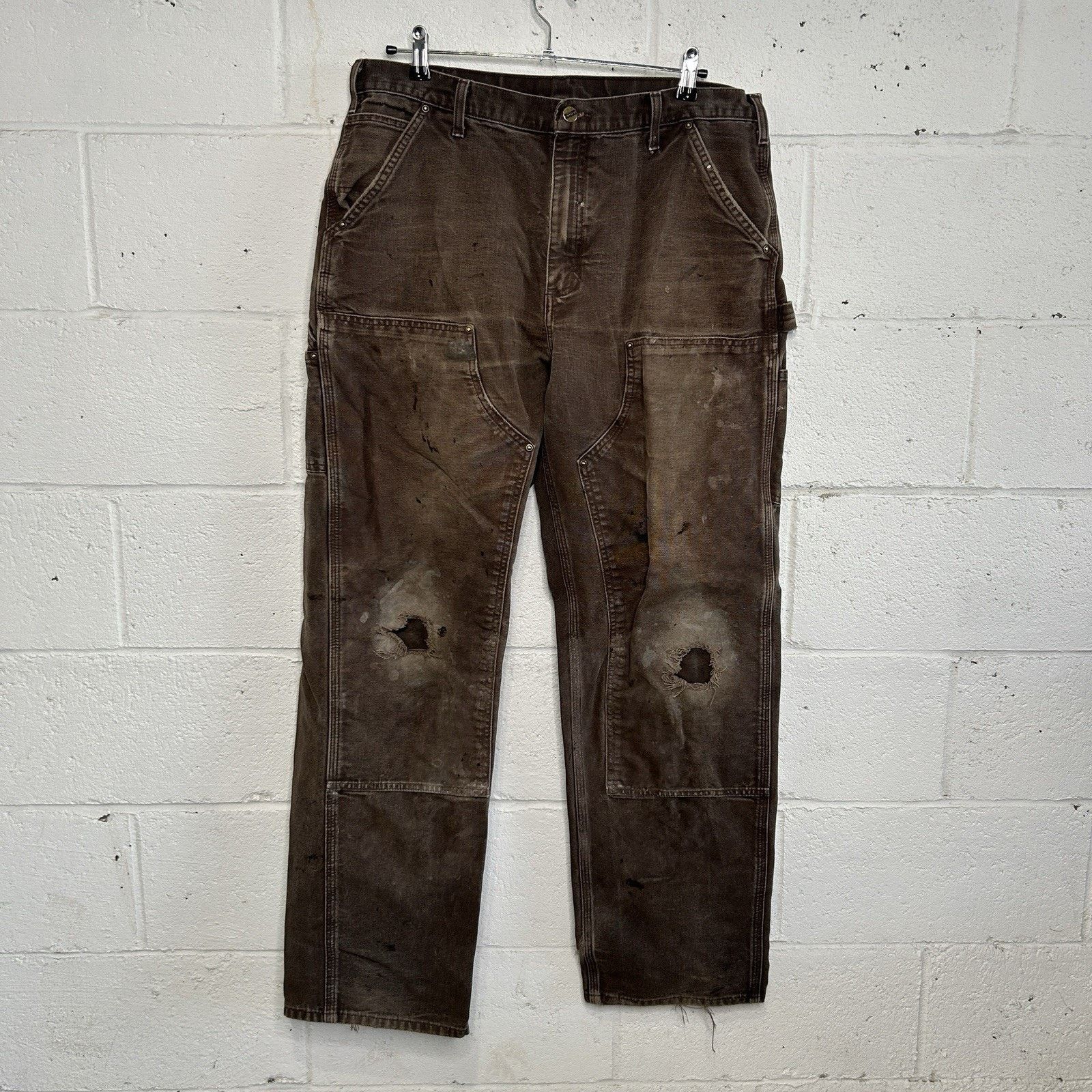 Carhartt Thrashed Carhartt DoubleKnee Pants “Dark Brown” B136 DKB Size US 36 / EU 52 - 1 Thumbnail