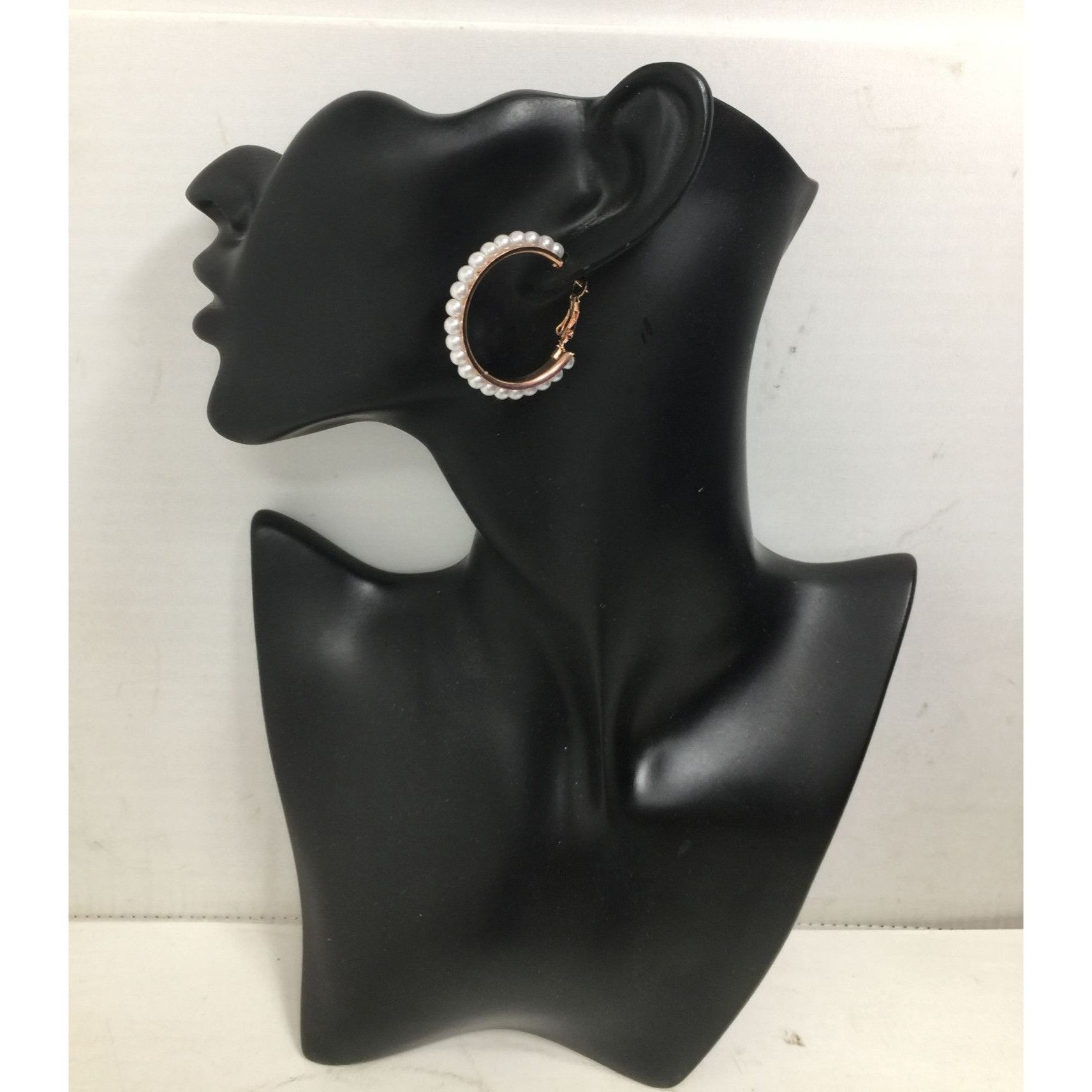 Other Women's Rose Gold Hoop Earrings with White Faux Pearl/Beads Size ONE SIZE - 1 Thumbnail