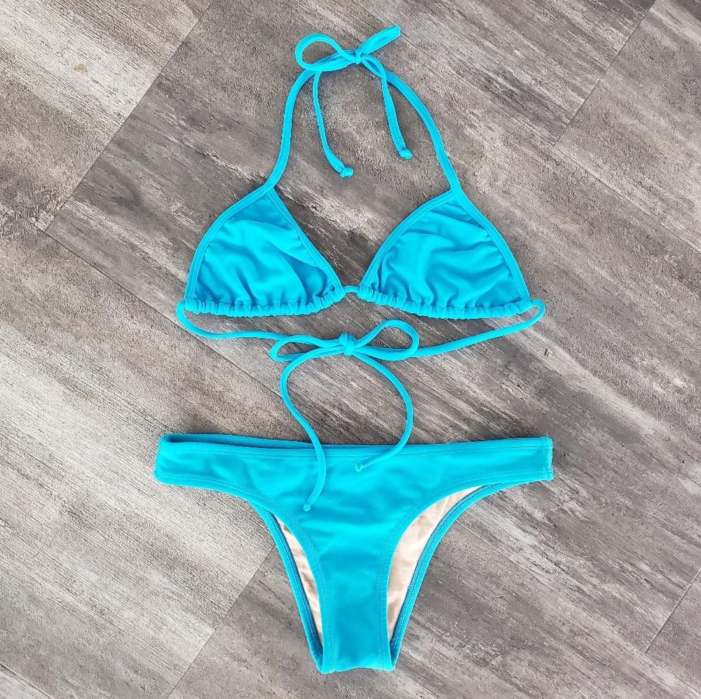 Designer Blue Basic Kyara Bikini Set Size ONE SIZE - 1 Thumbnail