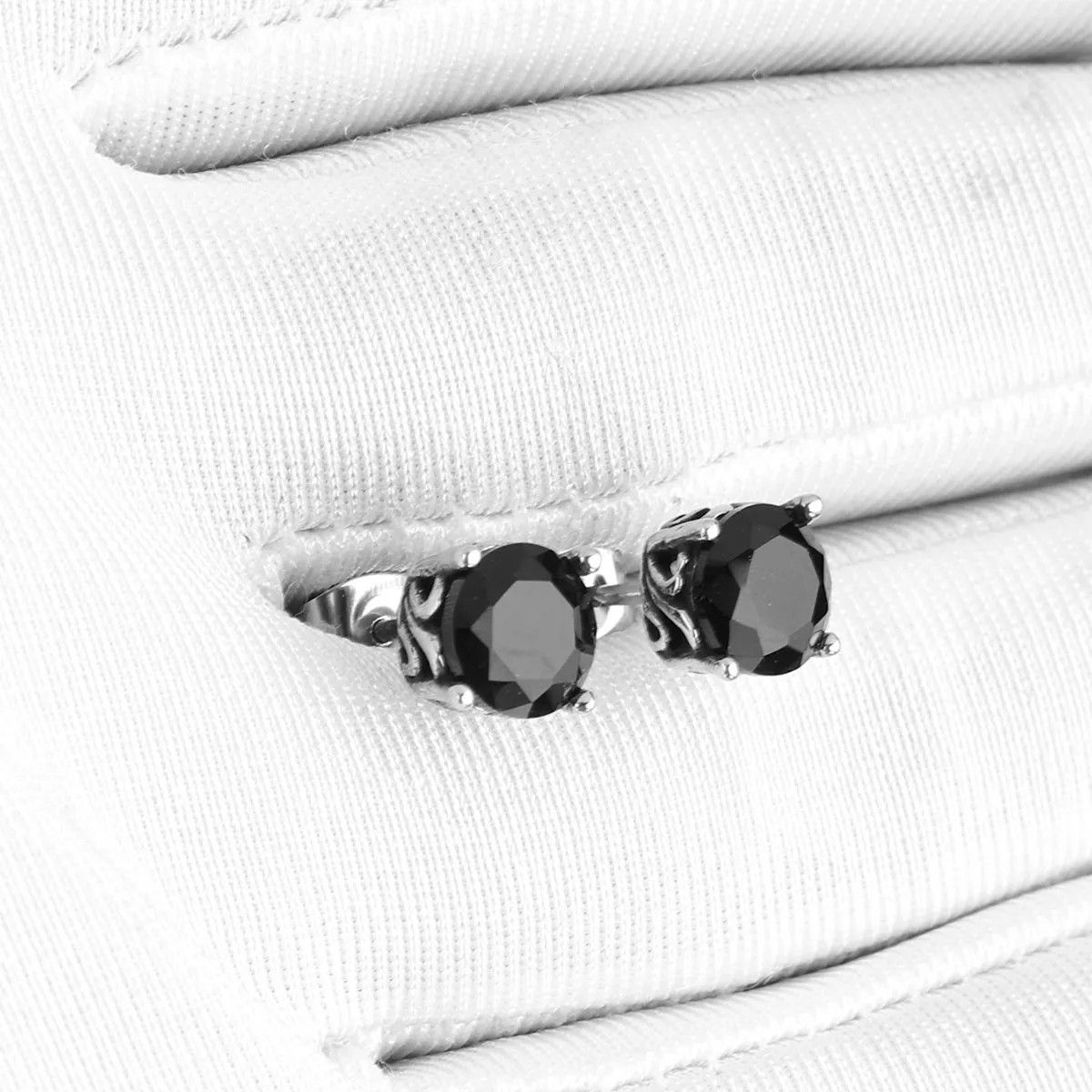 Jewelry Flower Black Stud Earrings Charm Stainless Earring Gift Size ONE SIZE - 3 Thumbnail