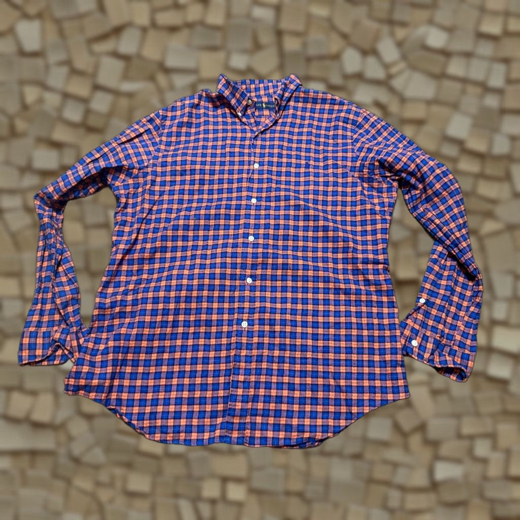 Ralph Lauren Ralph Lauren Shirt Men's Large Red Orange Purple Plaid Long Sleeve Button-Up Size US L / EU 52-54 / 3 - 1 Thumbnail