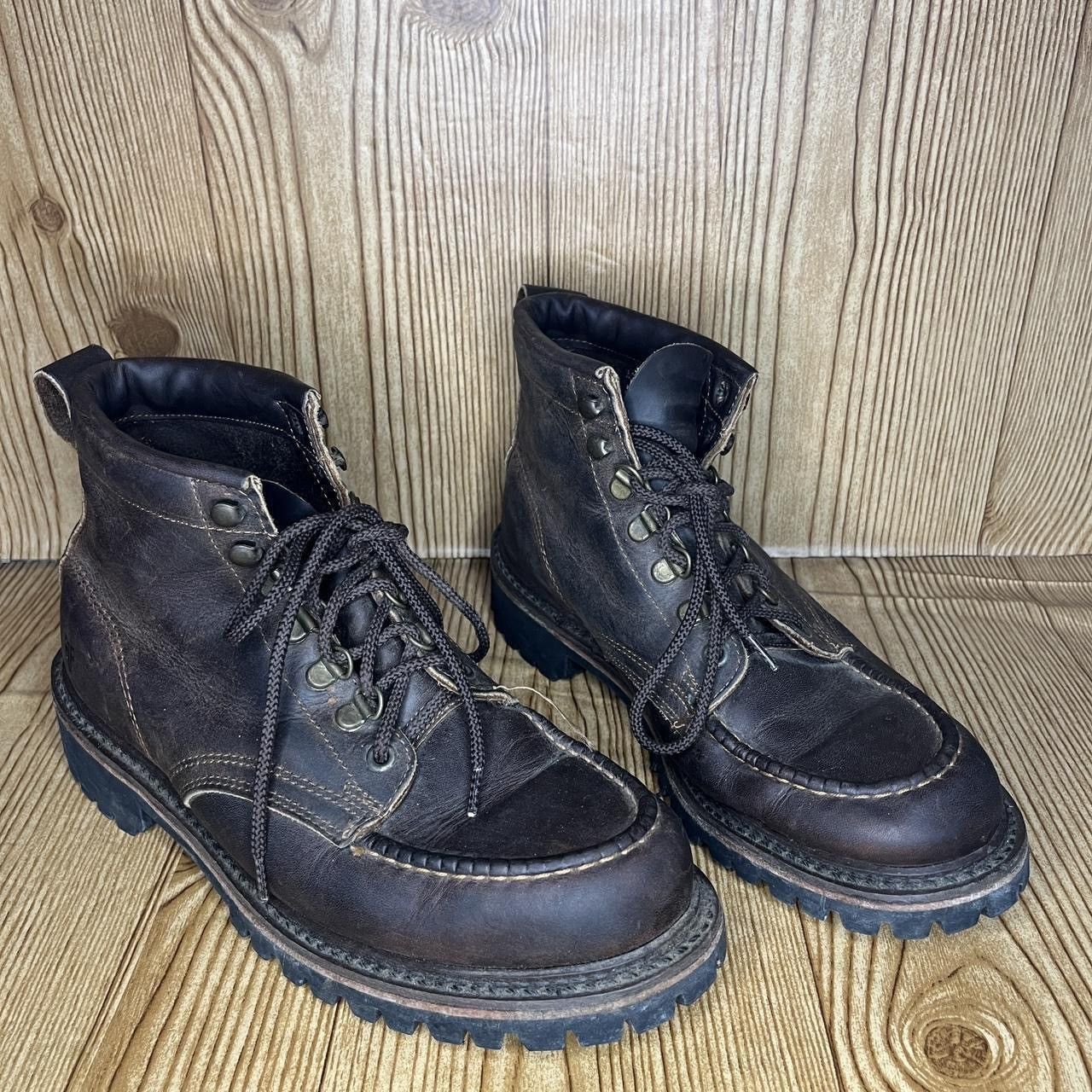 Frye Frye dark brown chunky lug moc toe lace up leather boots Size US 7.5 / EU 40-41 - 2 Thumbnail