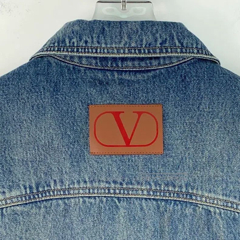 Valentino Valentino Blue washed cotton lapel denim jacket Size US L / EU 52-54 / 3 - 5 Thumbnail