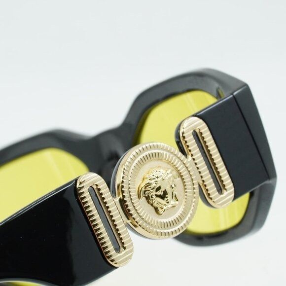 Versace Versace VE4361 GB1/85 Sunglasses Solid Black Oval Frame Size ONE SIZE - 6 Thumbnail