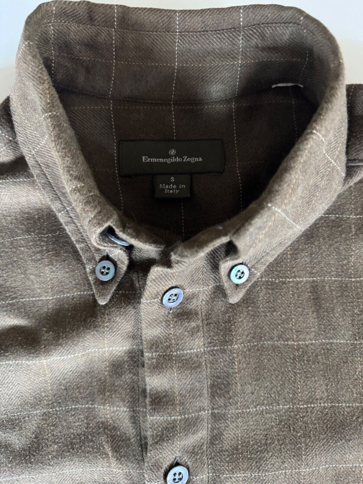 Ermenegildo Zegna Ermenegildo Zegna Button Down Shirt Brown White Men Size S Size US S / EU 44-46 / 1 - 2 Thumbnail