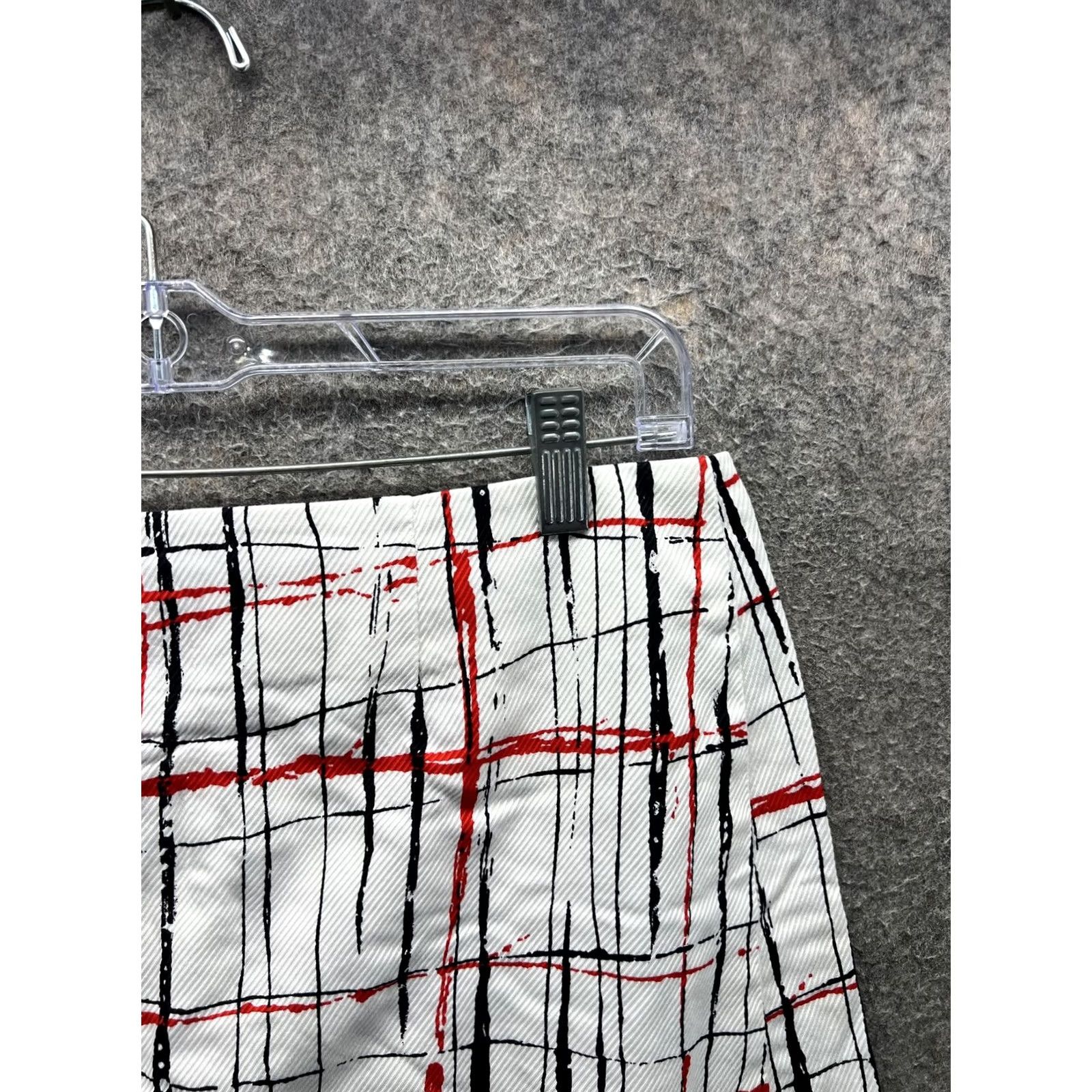 Trina Turk Trina Turk Skirt Womens 8 White Plaid Cotton Blend Twill Mini Pencil Pockets Slit Zip Front Size 30" / US 8 / IT 44 - 7 Thumbnail